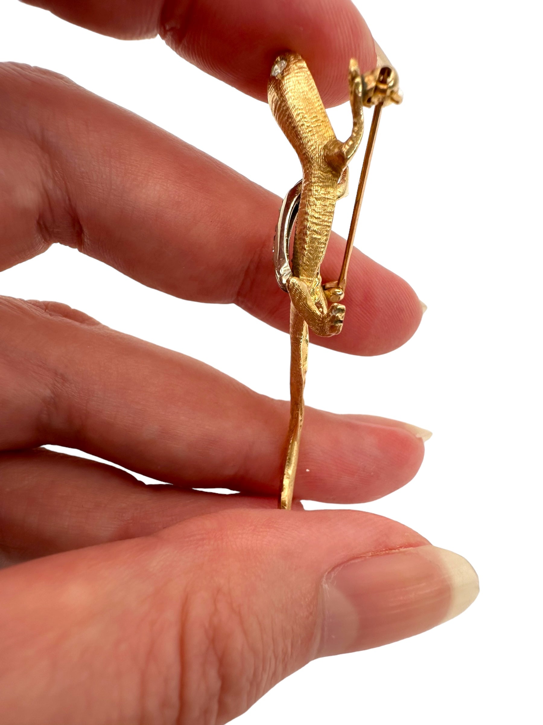 14k Diamond Lizard Brooch