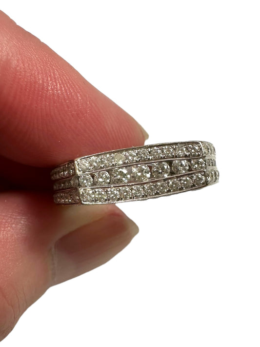 14k White Gold Geometric Diamond Ring