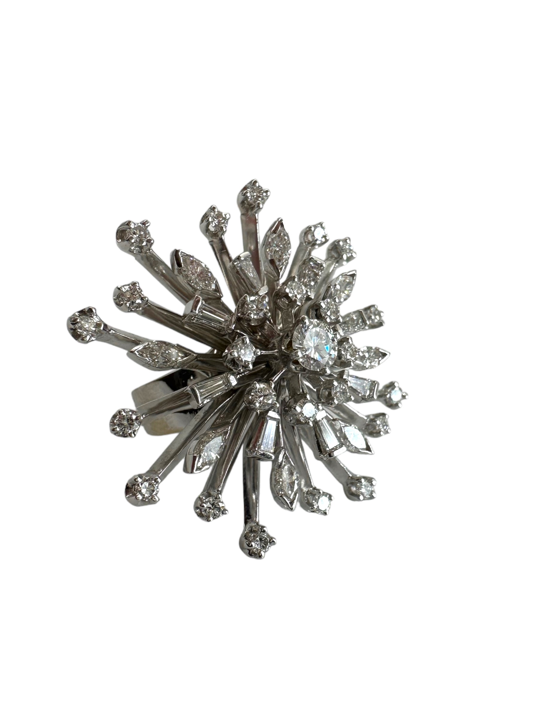 14k Diamond Starburst Ring
