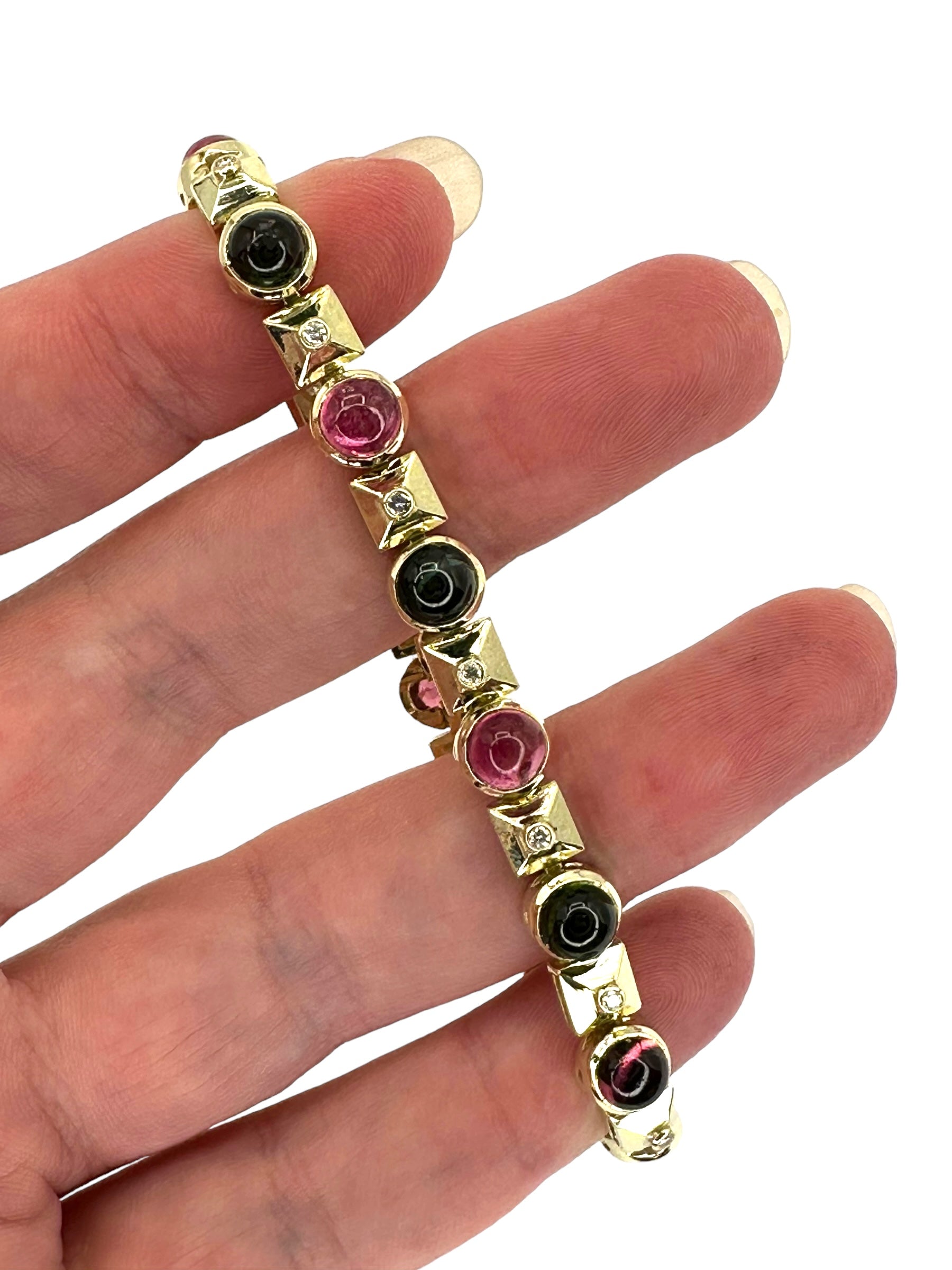 14k Tourmaline Diamond Line Bracelet