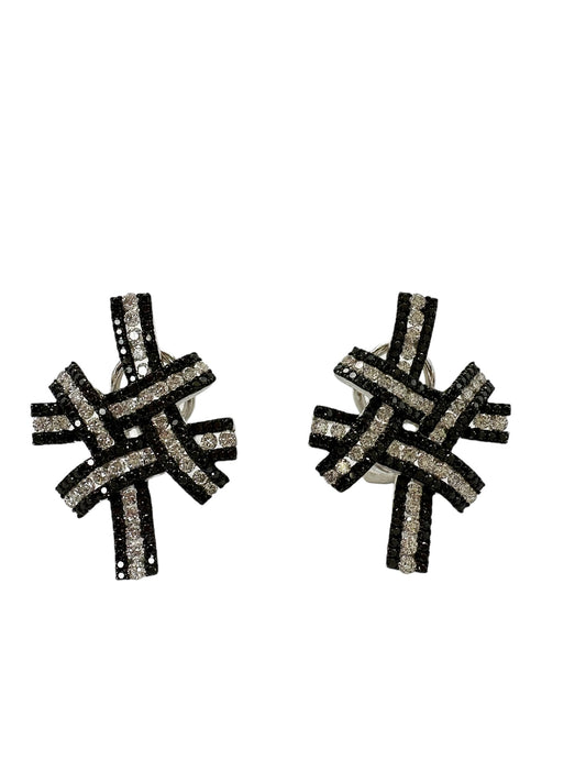 18k Diamond Cross Hatch Earrings