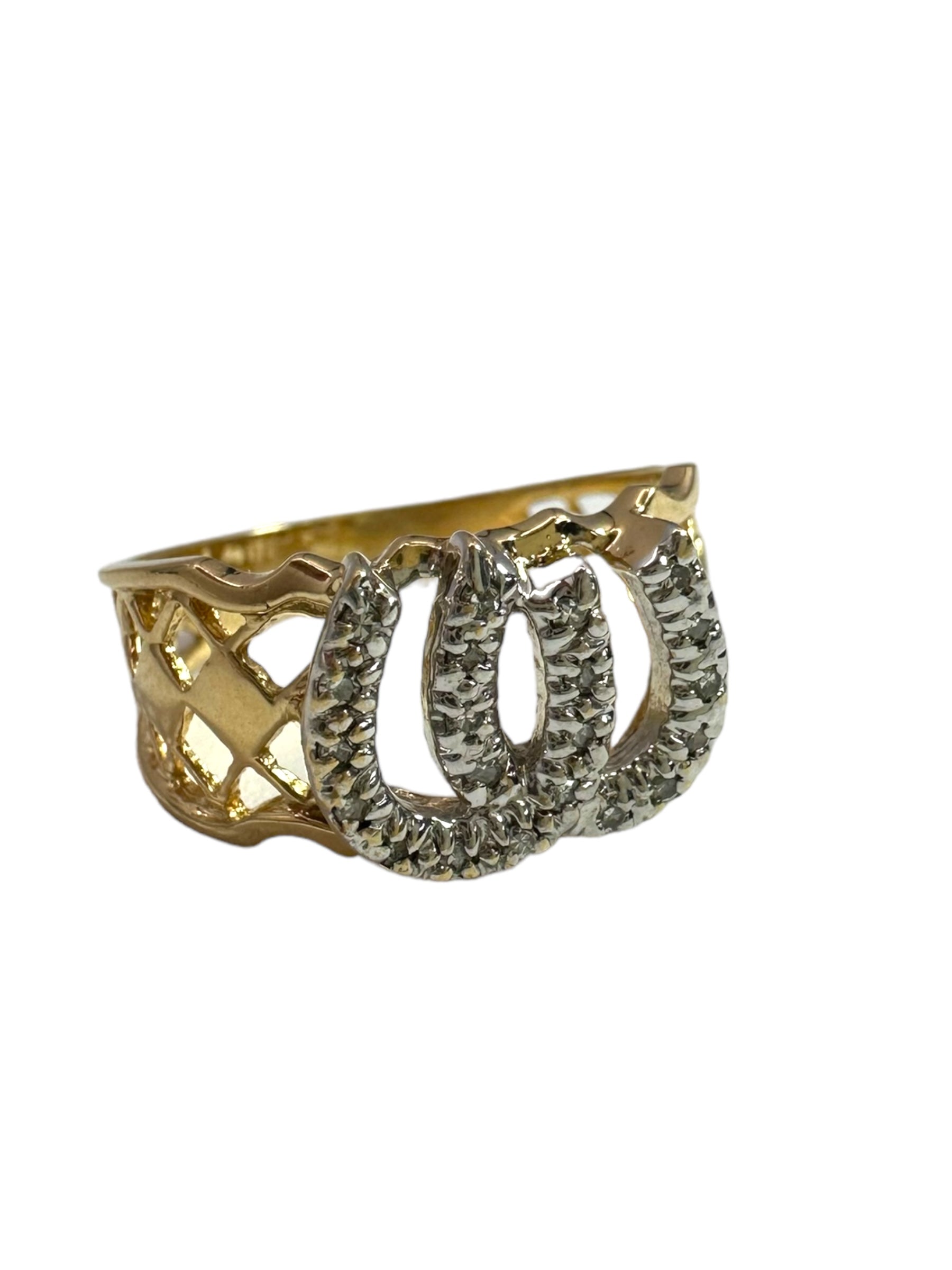 14k Diamond Double Horseshoe Ring