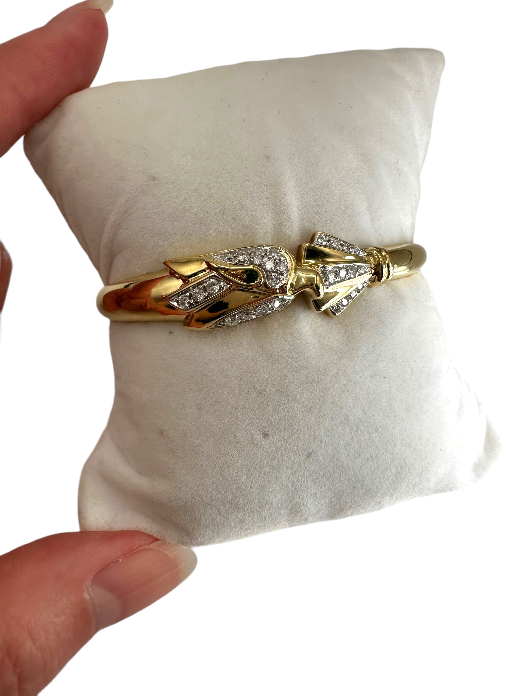 18k Phoenix Bird Diamond Bangle Bracelet