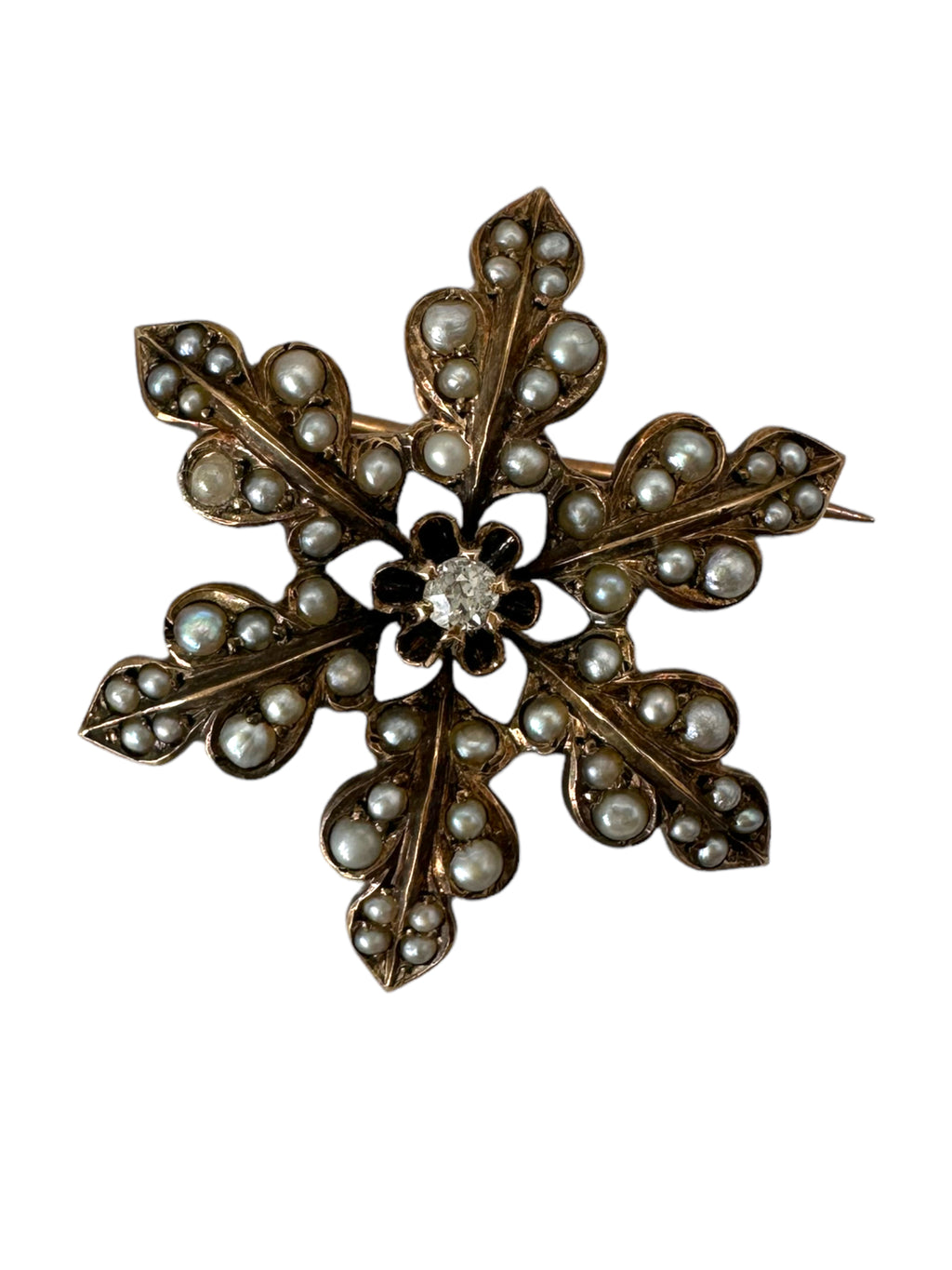 14k Victorian Pearl Diamond Pin/ Pendant