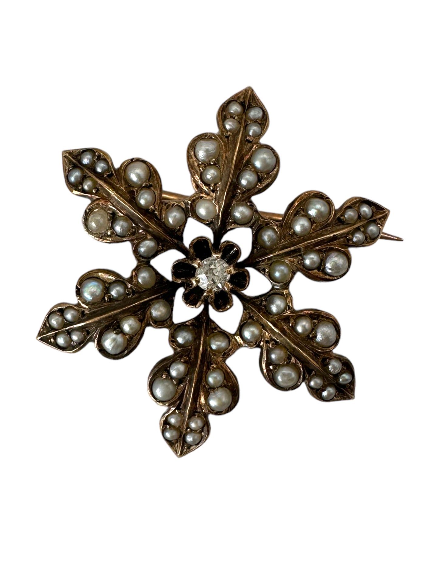 14k Victorian Pearl Diamond Pin/ Pendant