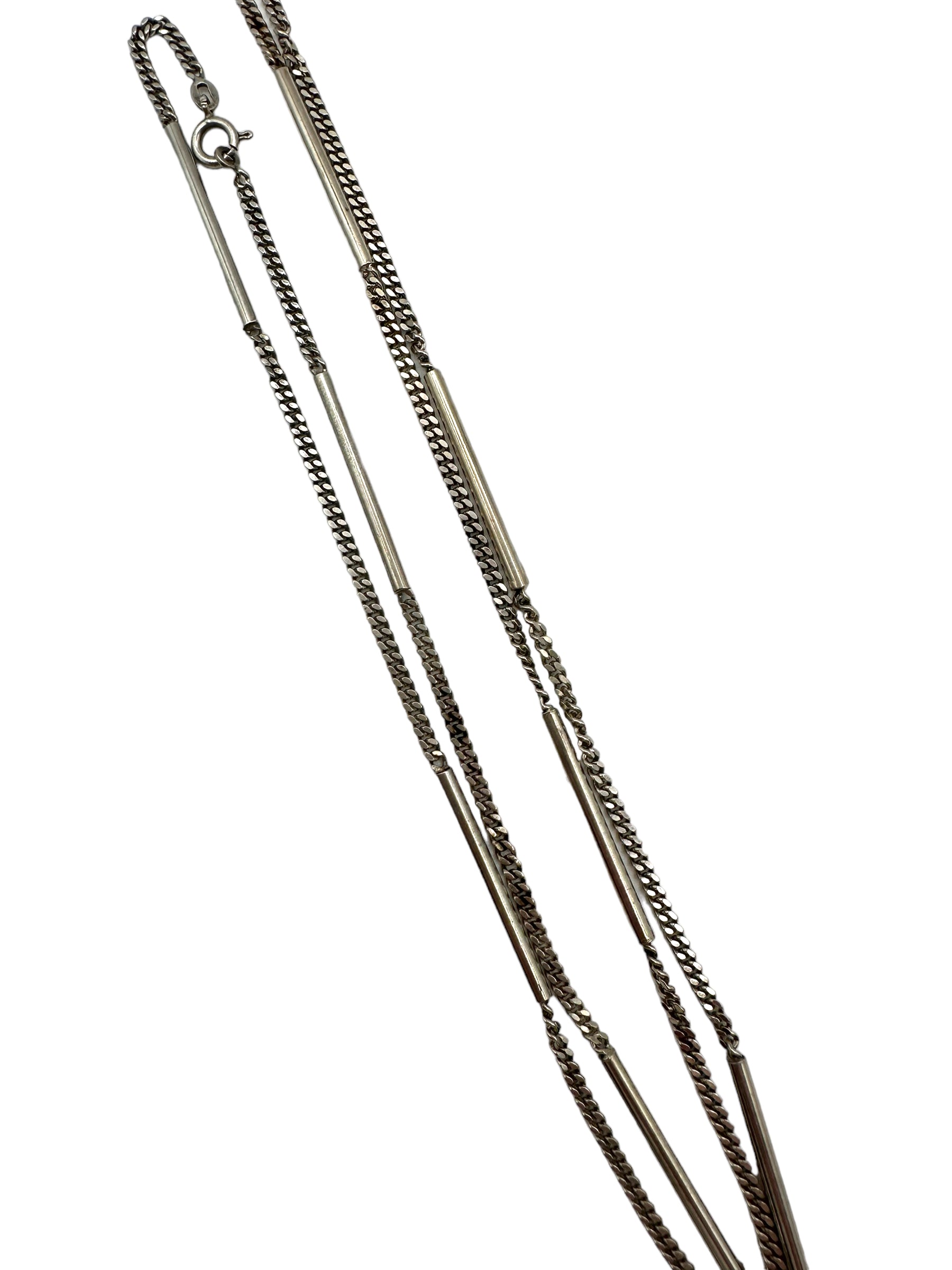 Sterling Silver Bar Curb Link Necklace
