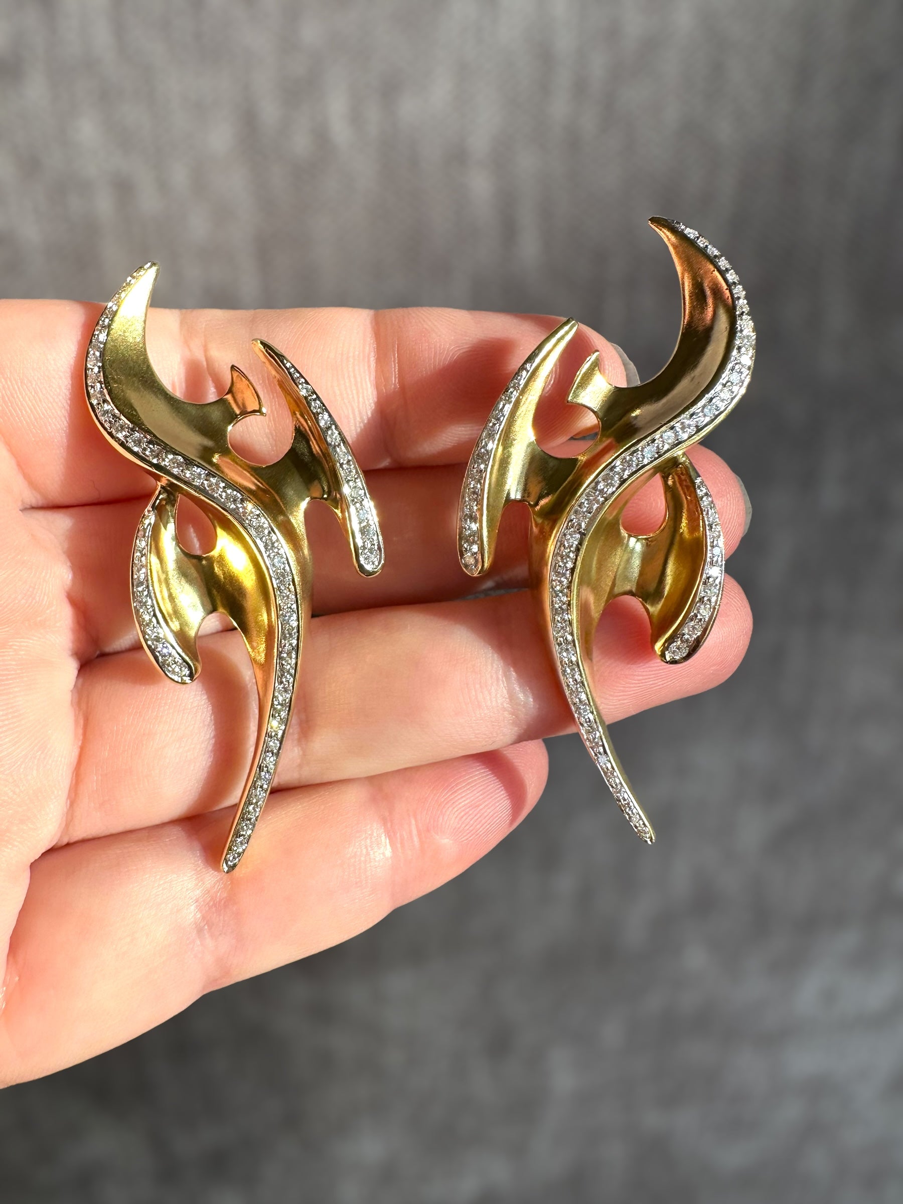 18k Statement Abstract Diamond Earrings