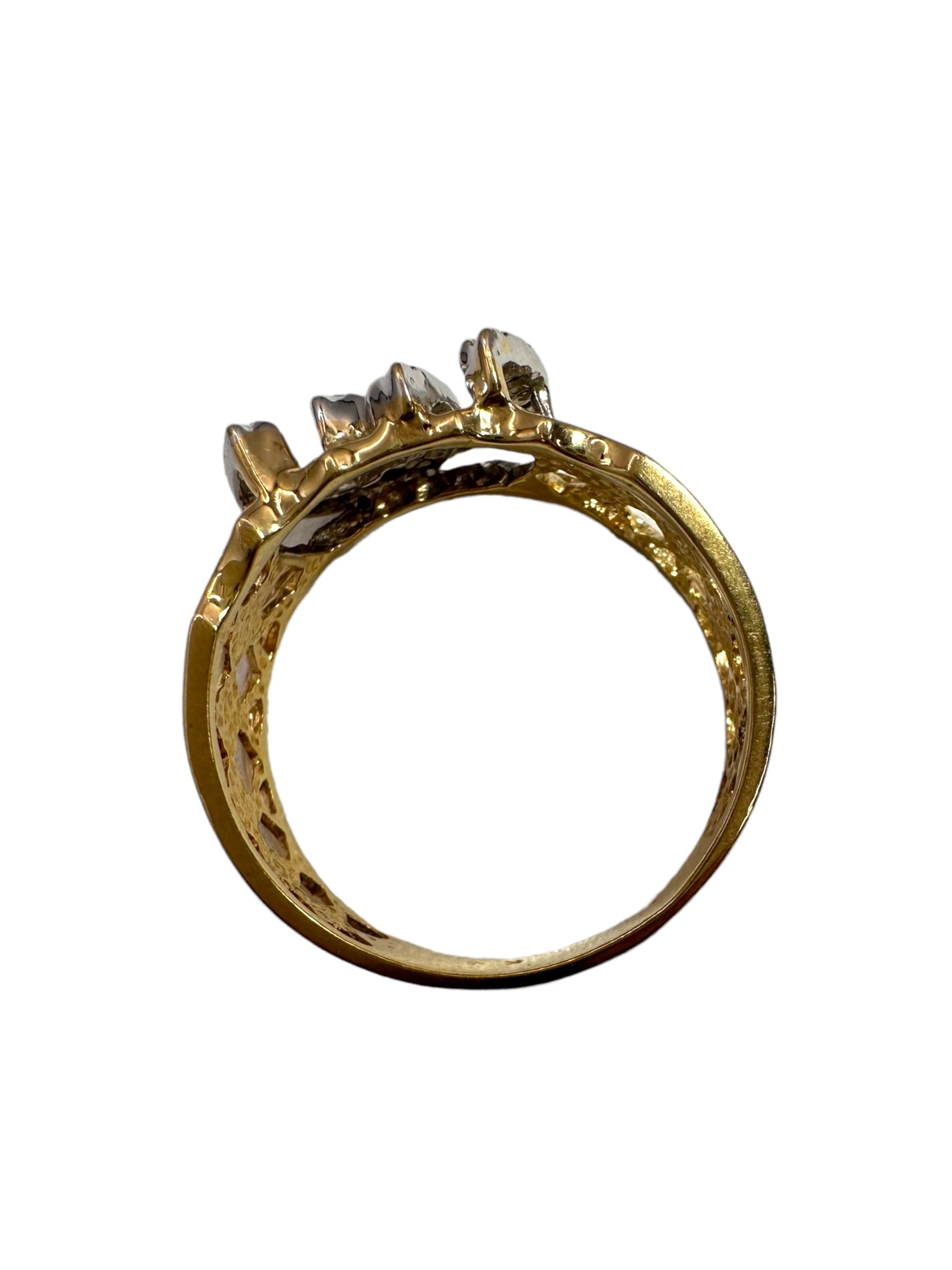 14k Diamond Double Horseshoe Ring