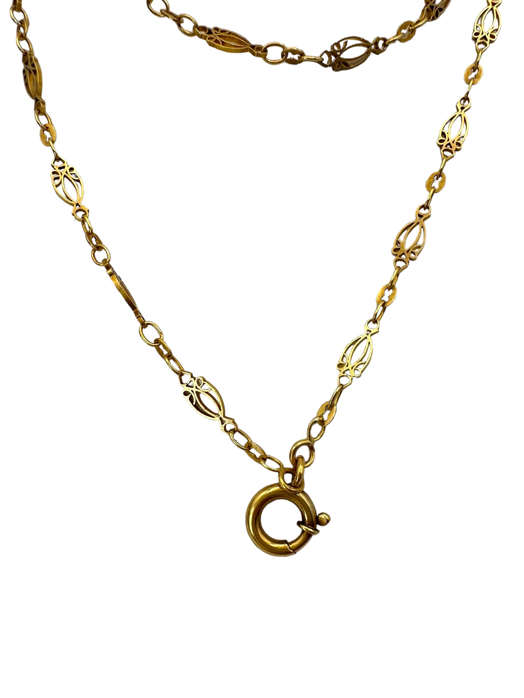 18k Victorian Long Guard Chain Necklace