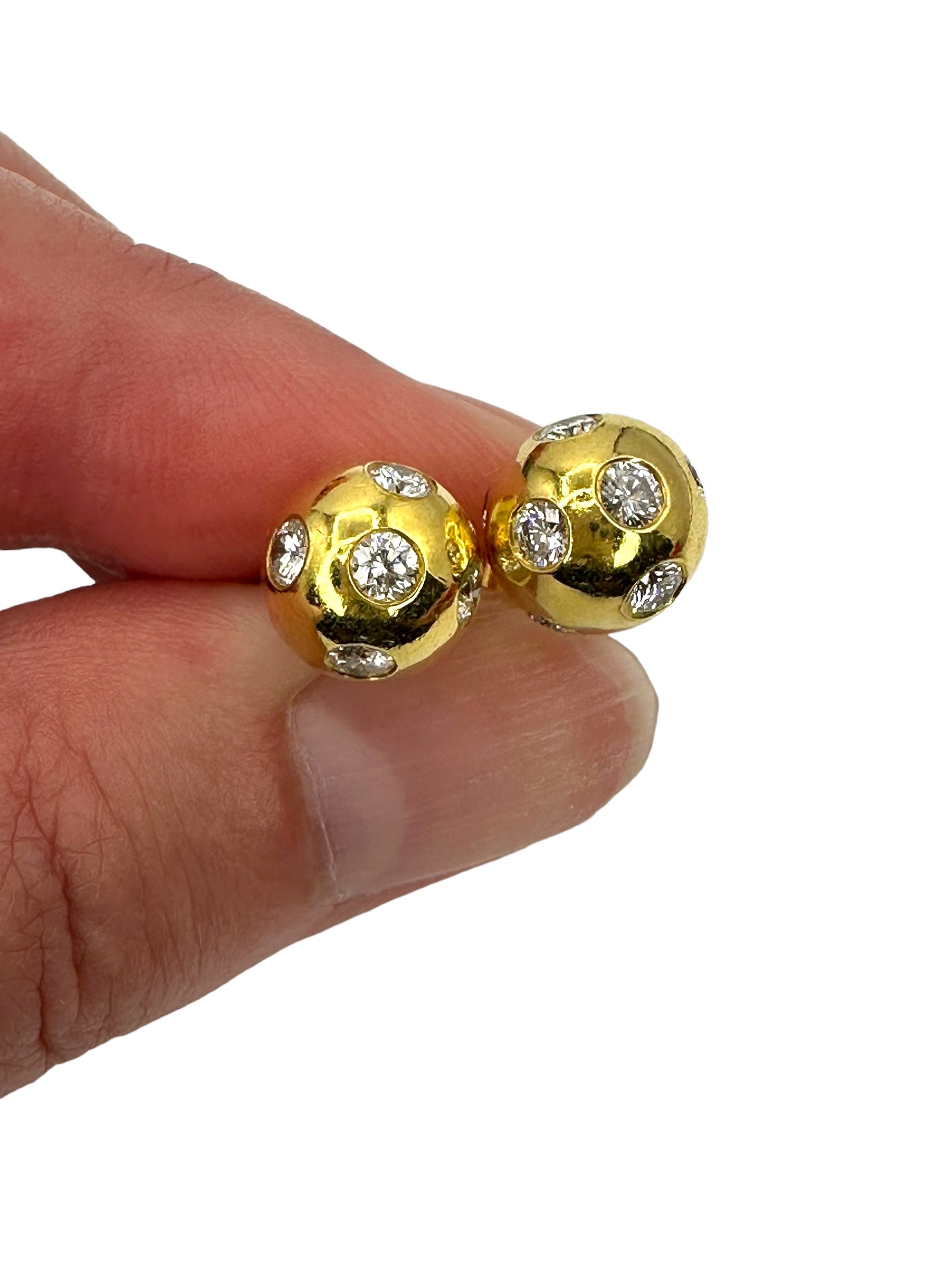 18k Diamond Ball Earrings