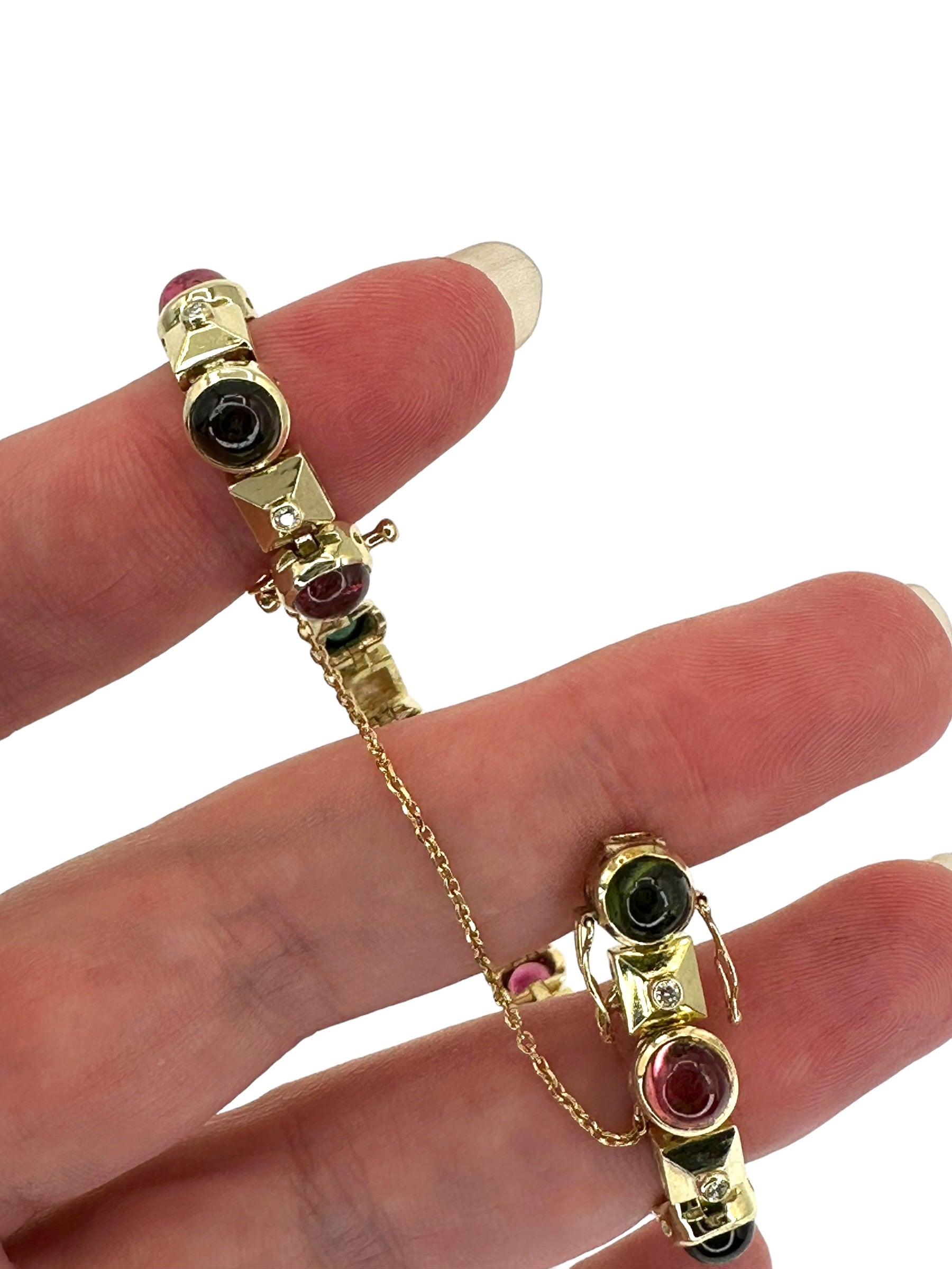 14k Tourmaline Diamond Line Bracelet