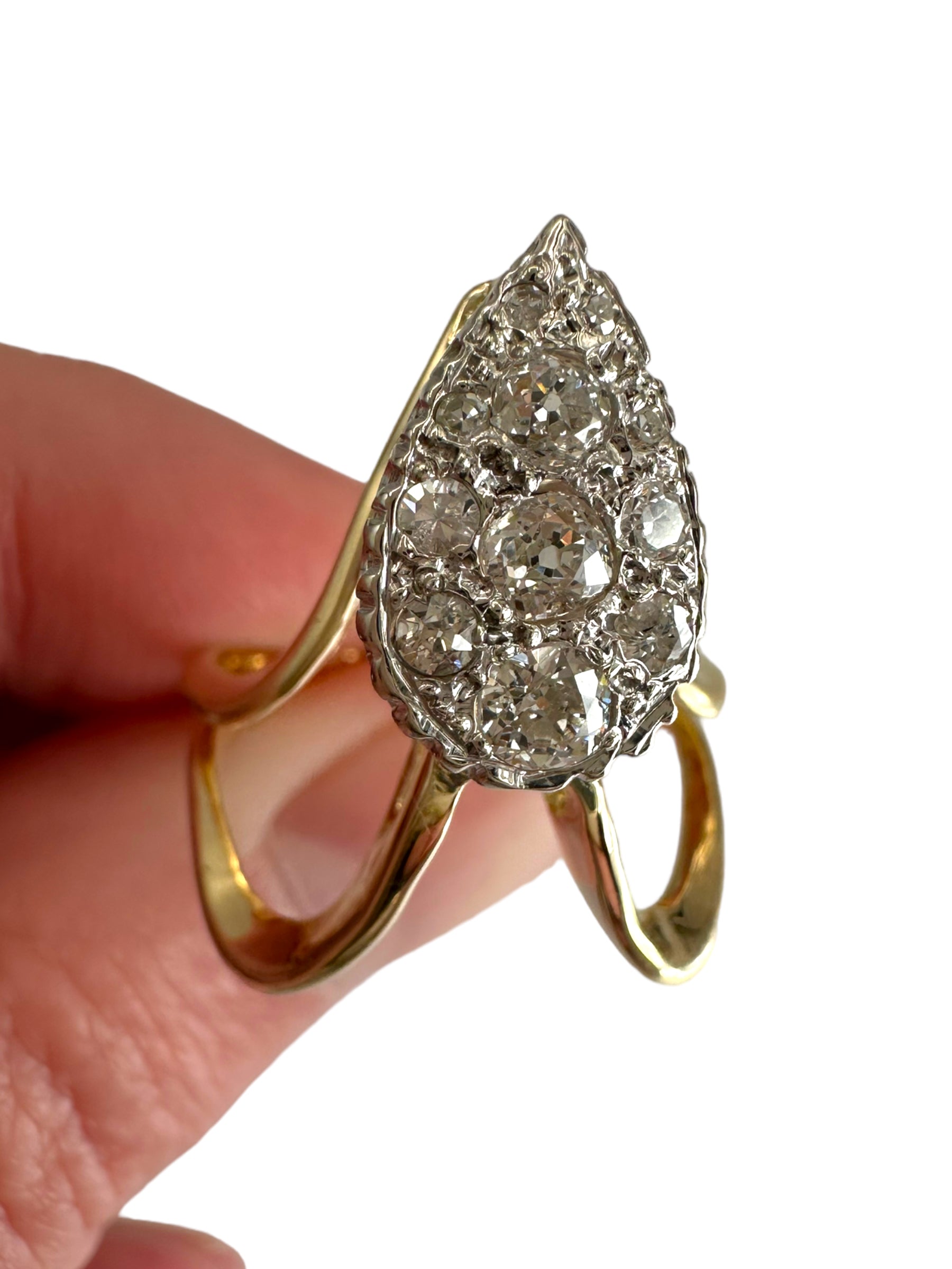 14k Old Euro Cut Diamond Ring
