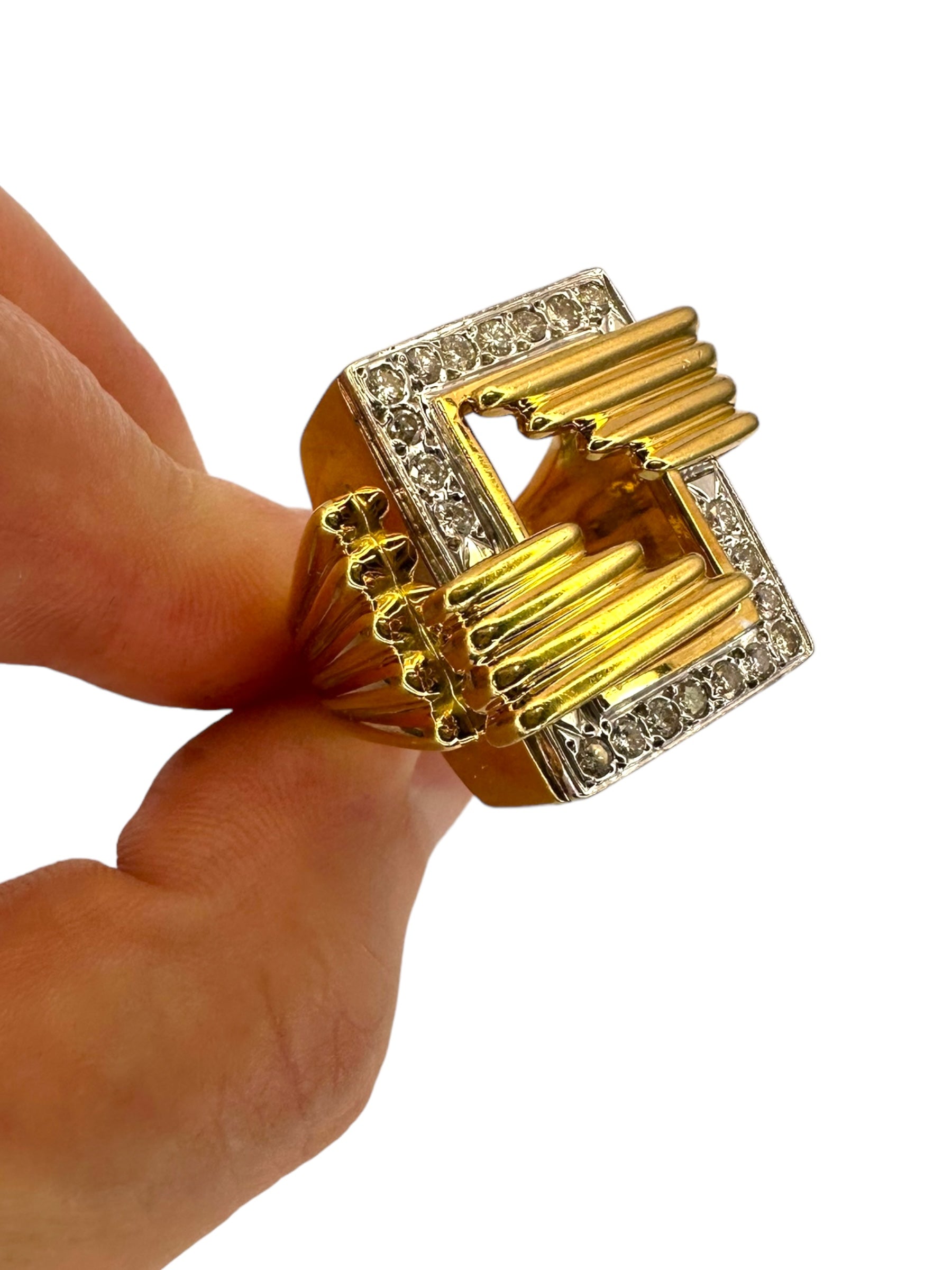 18k Geometric Diamond Ring