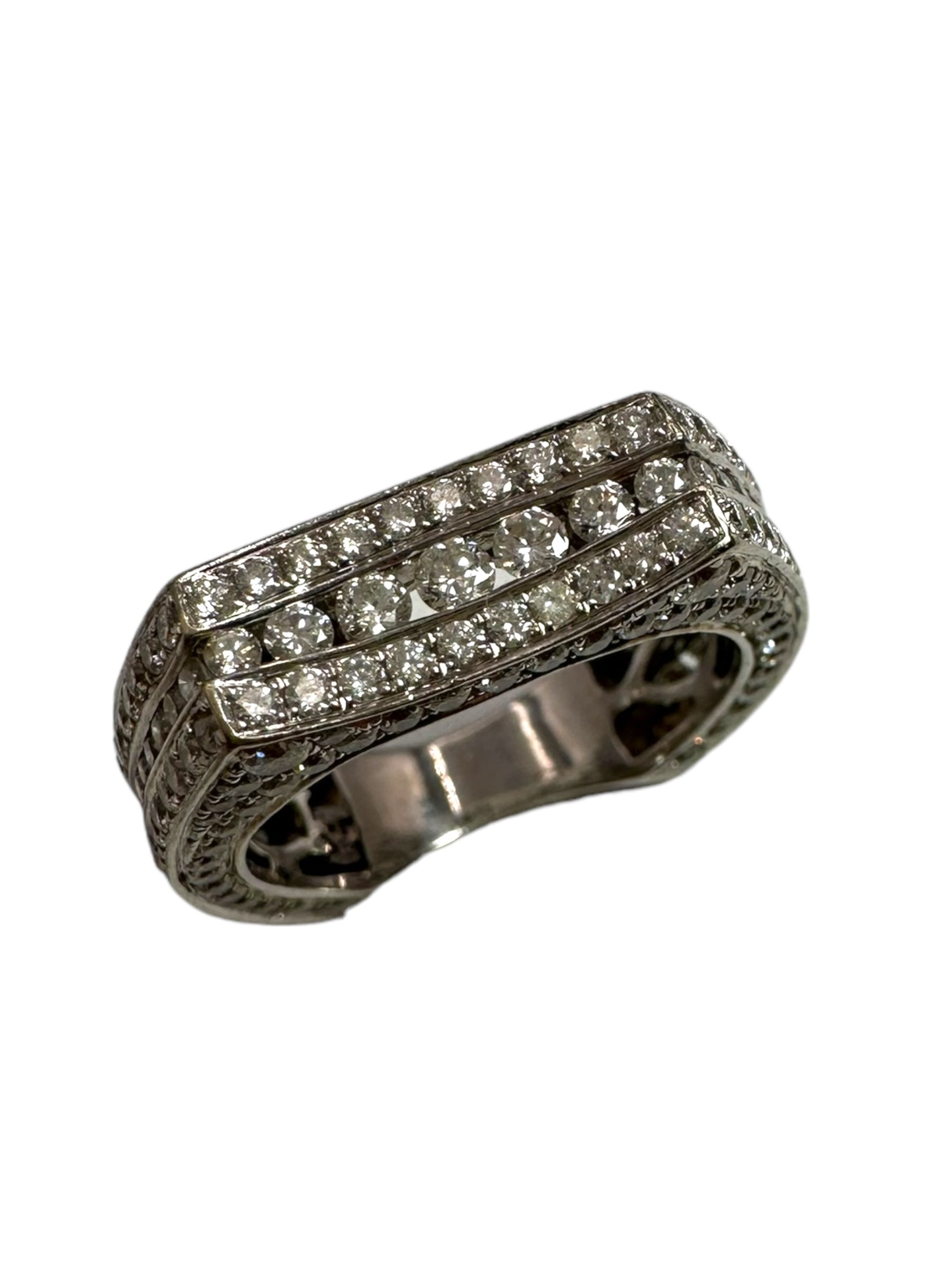 14k White Gold Geometric Diamond Ring