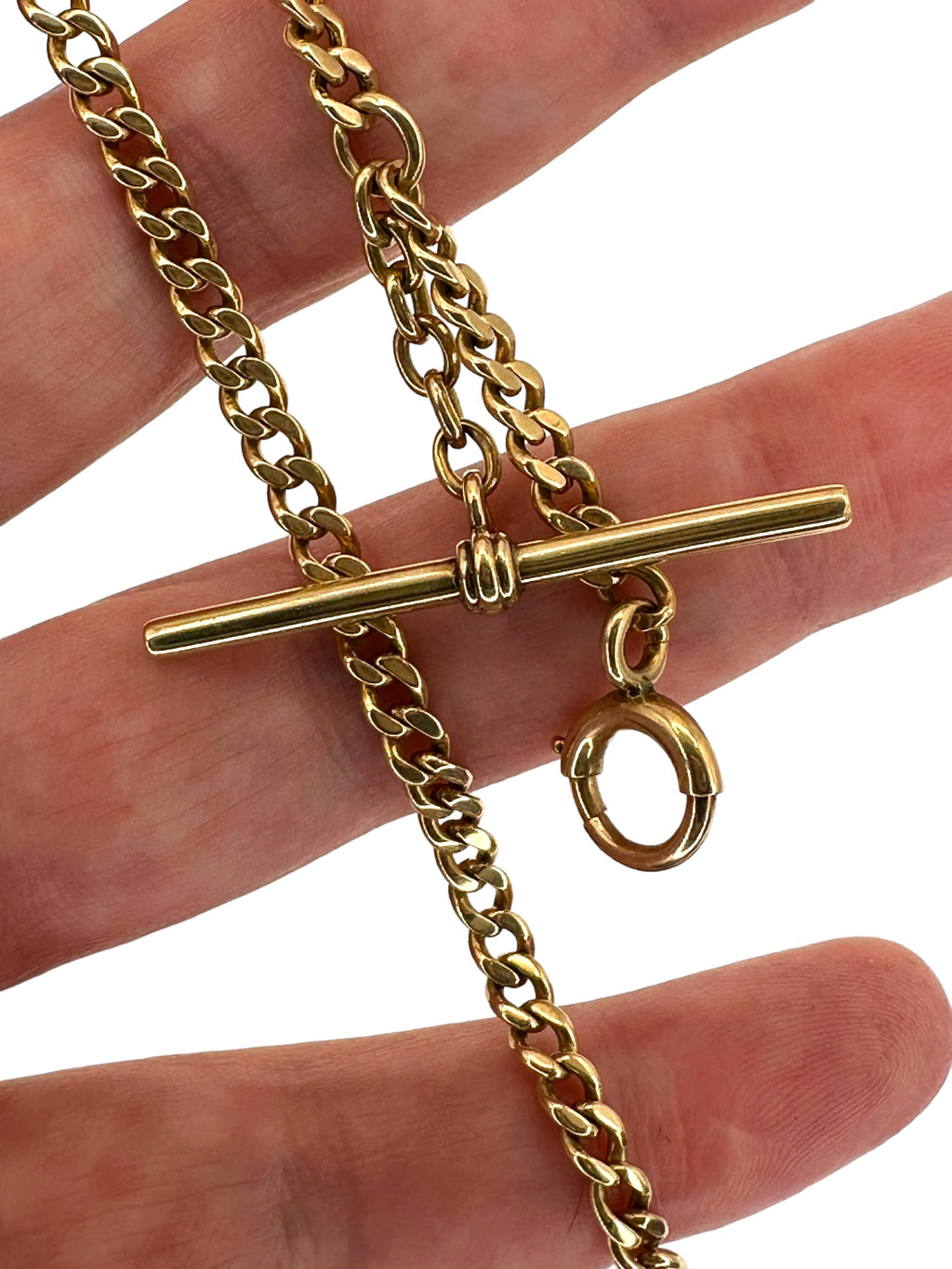 14k Curb T- Bar Watch Chain
