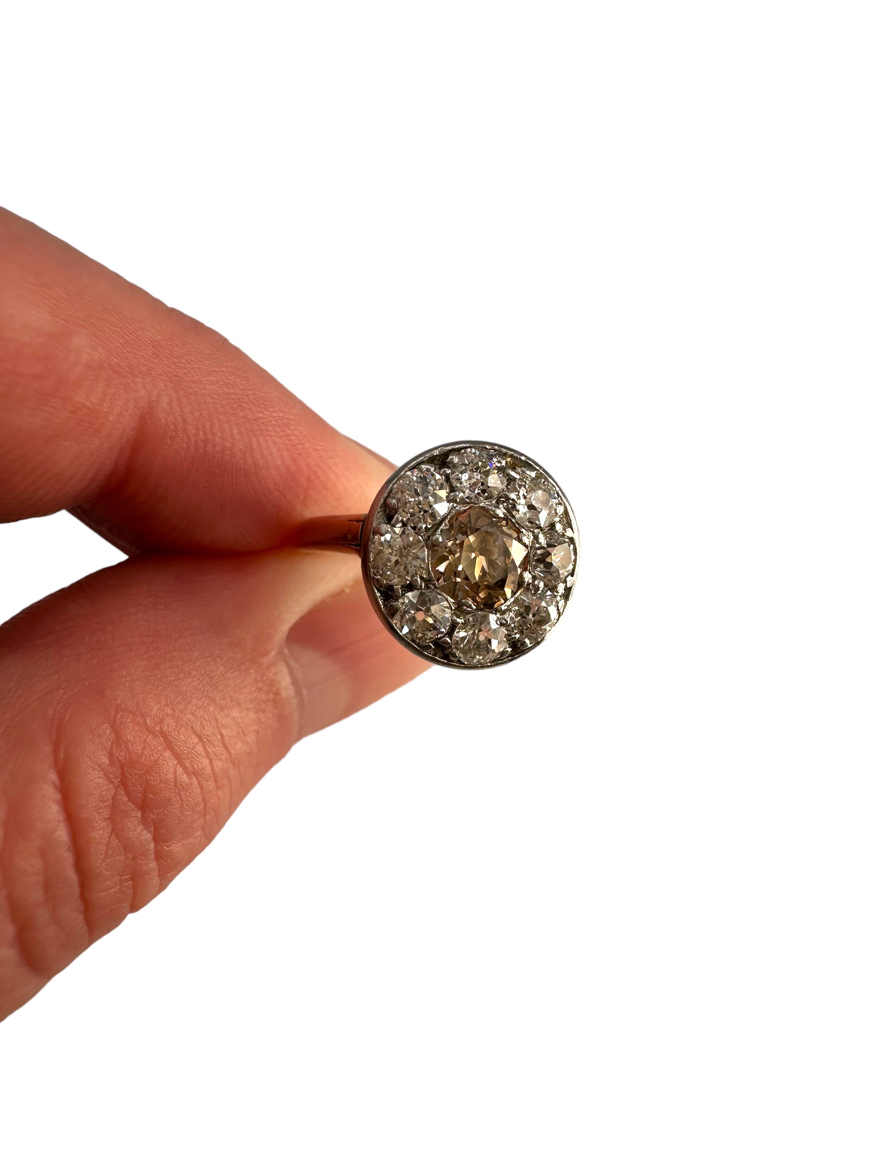 14k/ Platinum Old Euro Diamond Ring