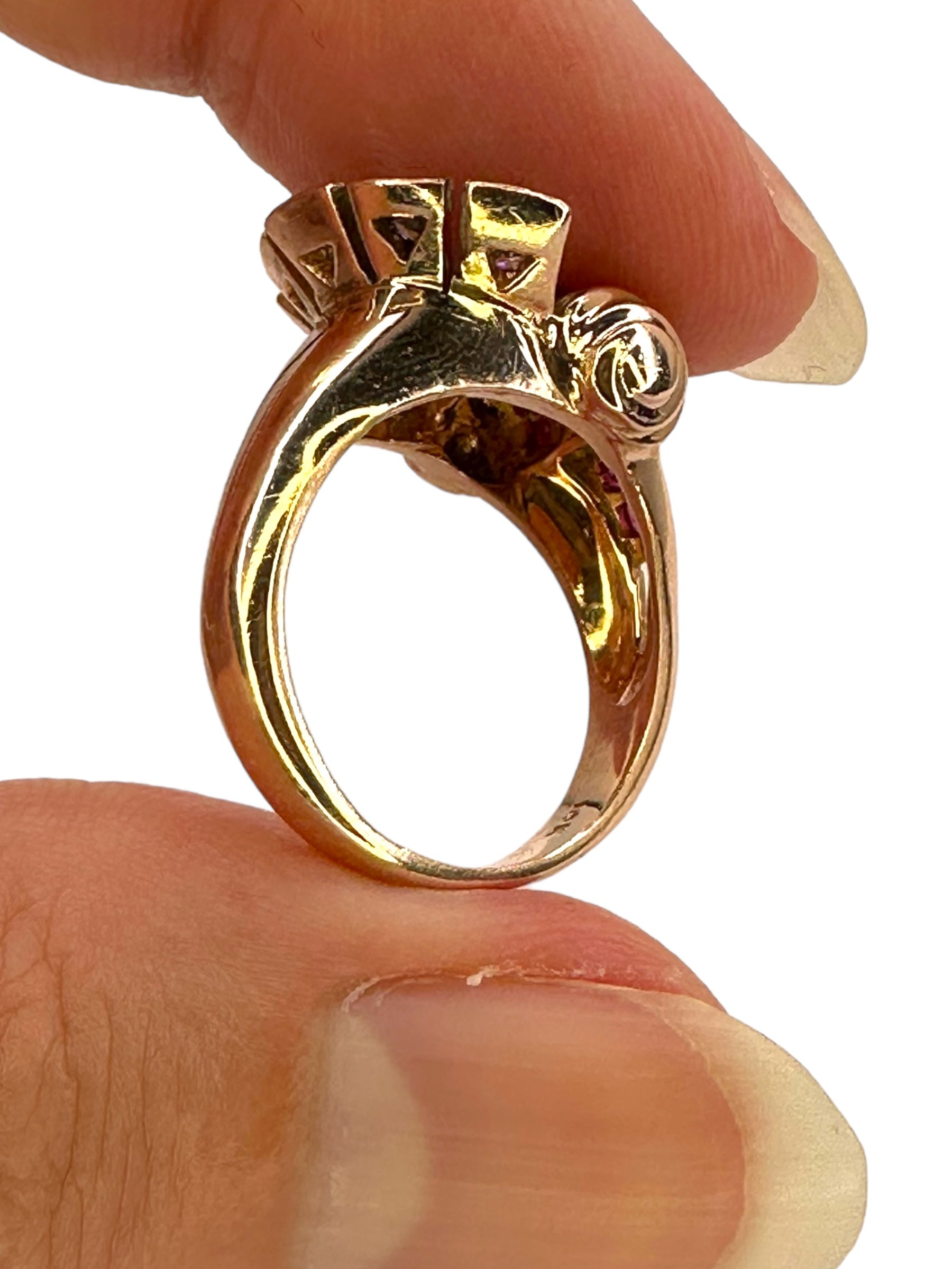 14k Retro Diamond Ruby Ring
