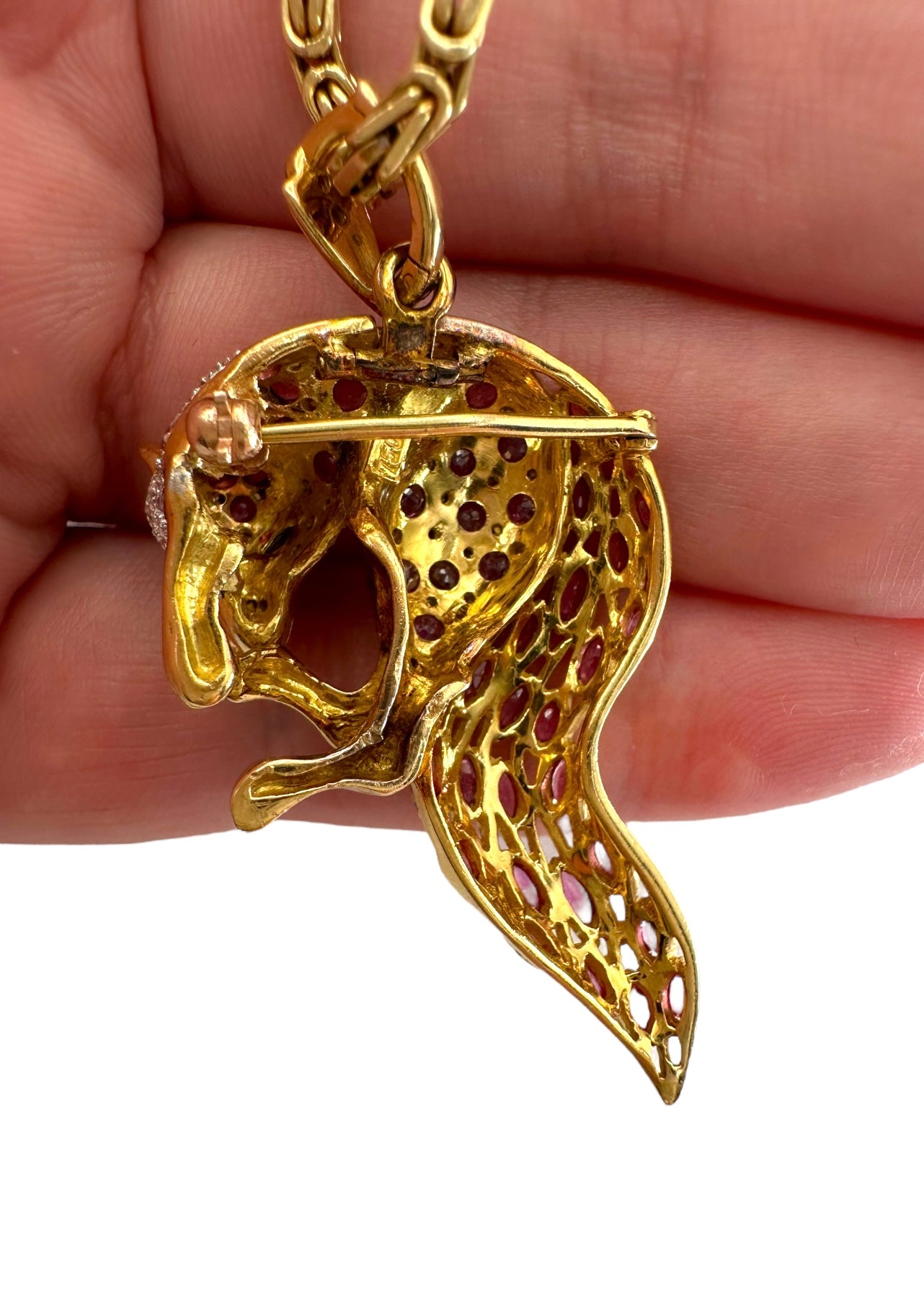 18k Ruby Diamond Fox Pendant/ Pin