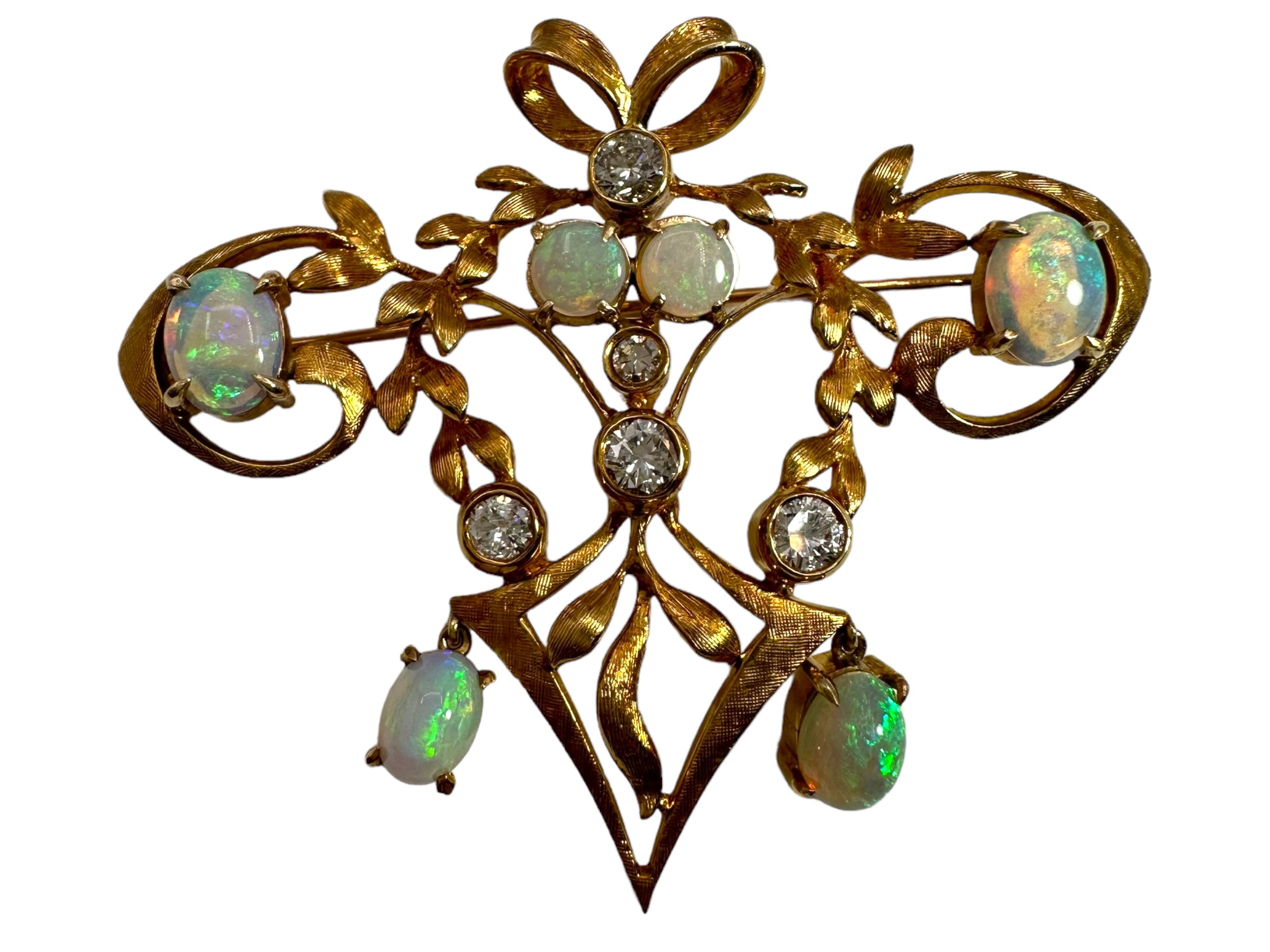 18k Opal Diamond Pendant Brooch