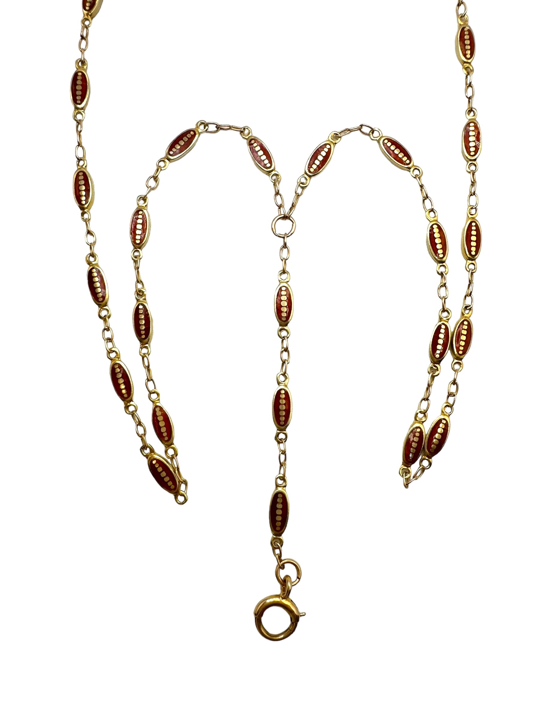 14k Red Enamel Dots Watch Chain