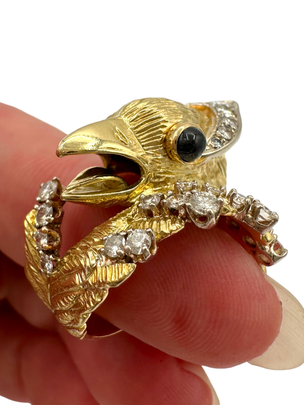 14k Diamond Phoenix Bird Ring