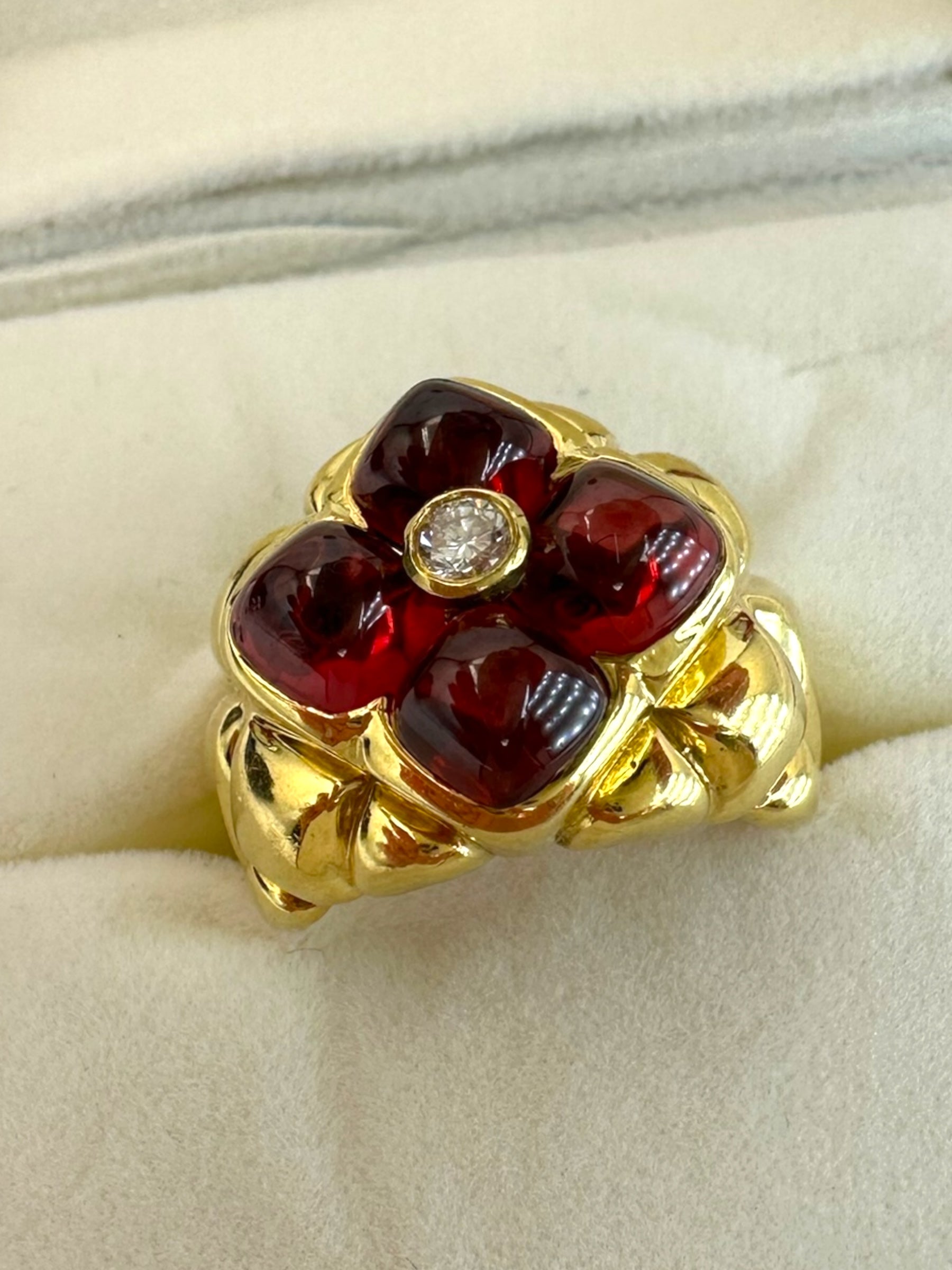 18k Tourmaline Diamond Clover Ring