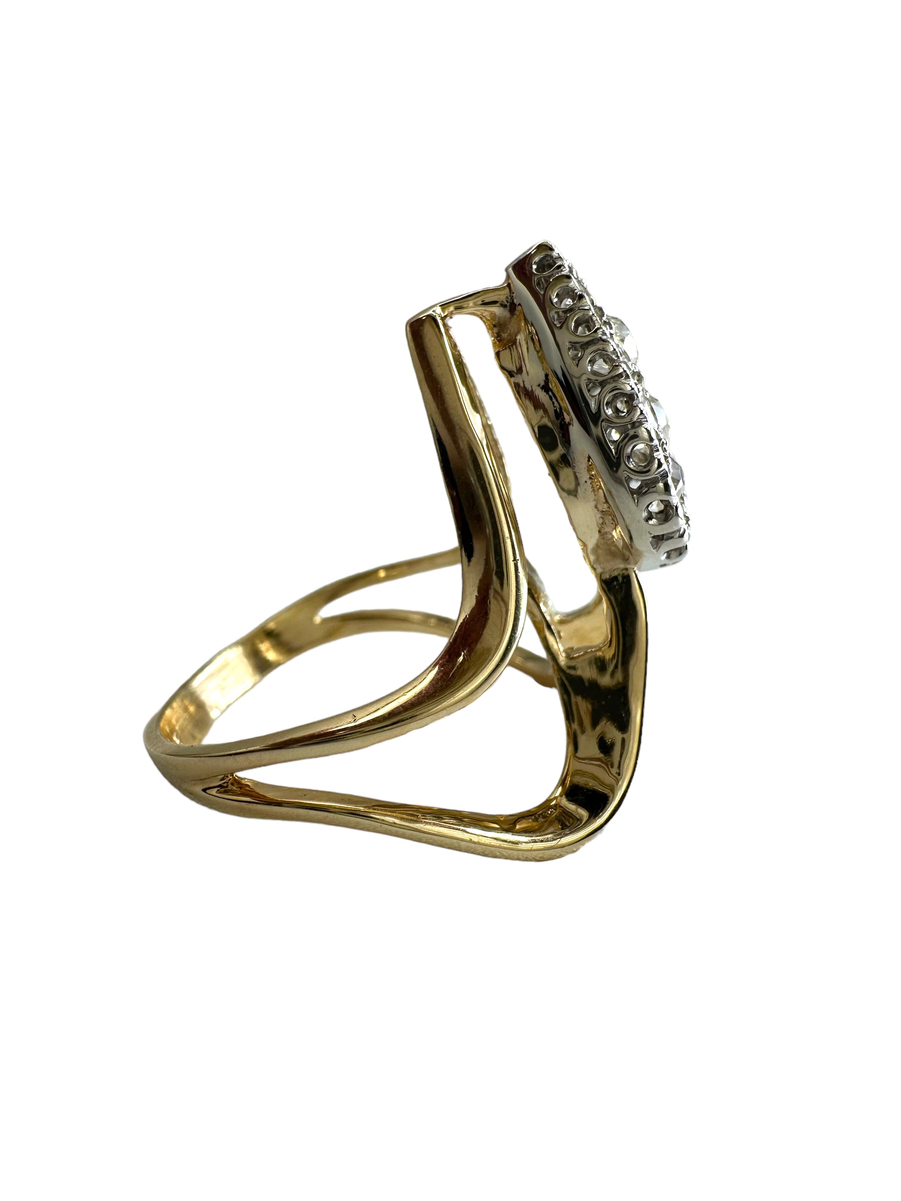 14k Old Euro Cut Diamond Ring