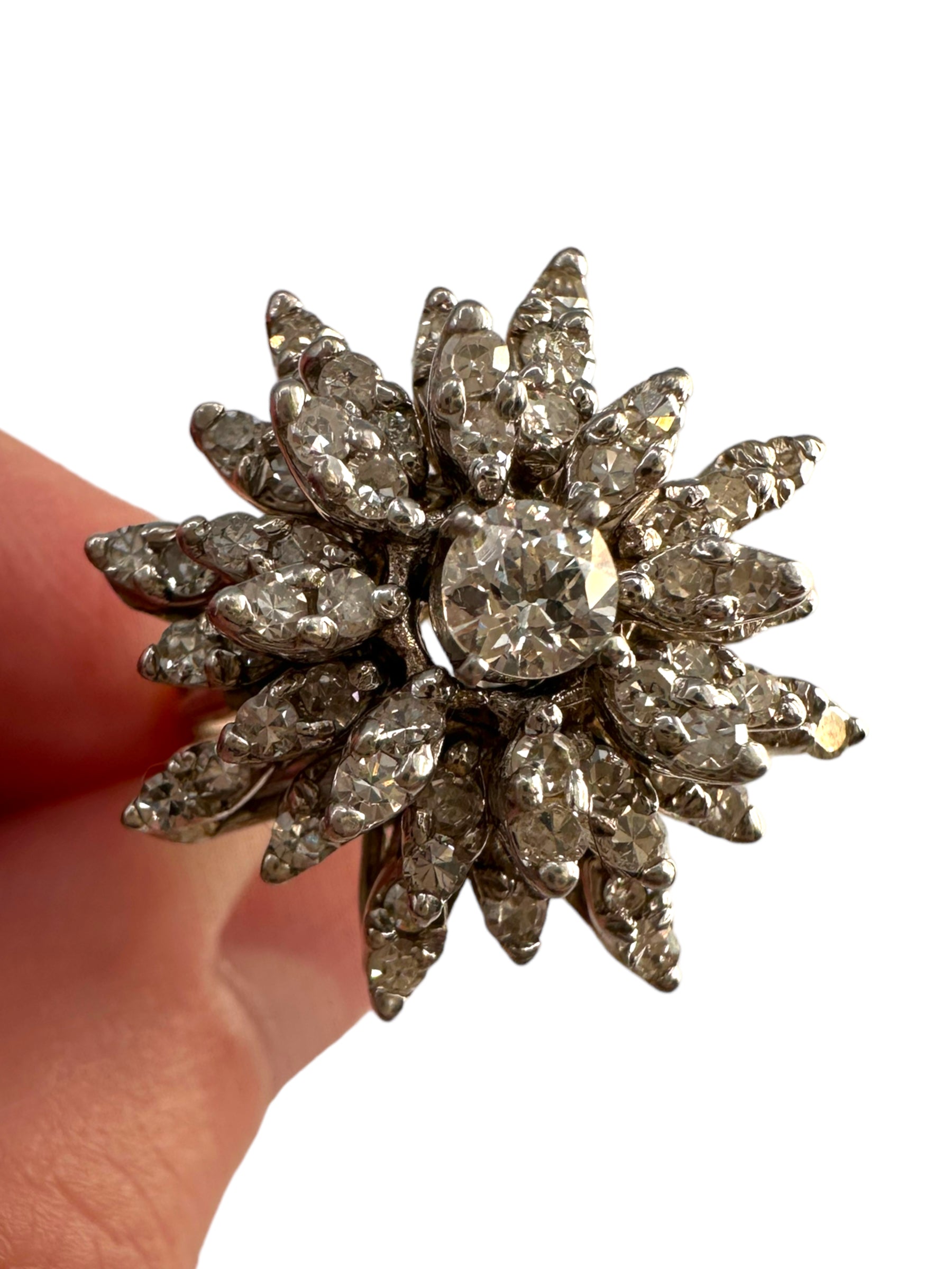 14k Diamond Starburst Cocktail Ring in