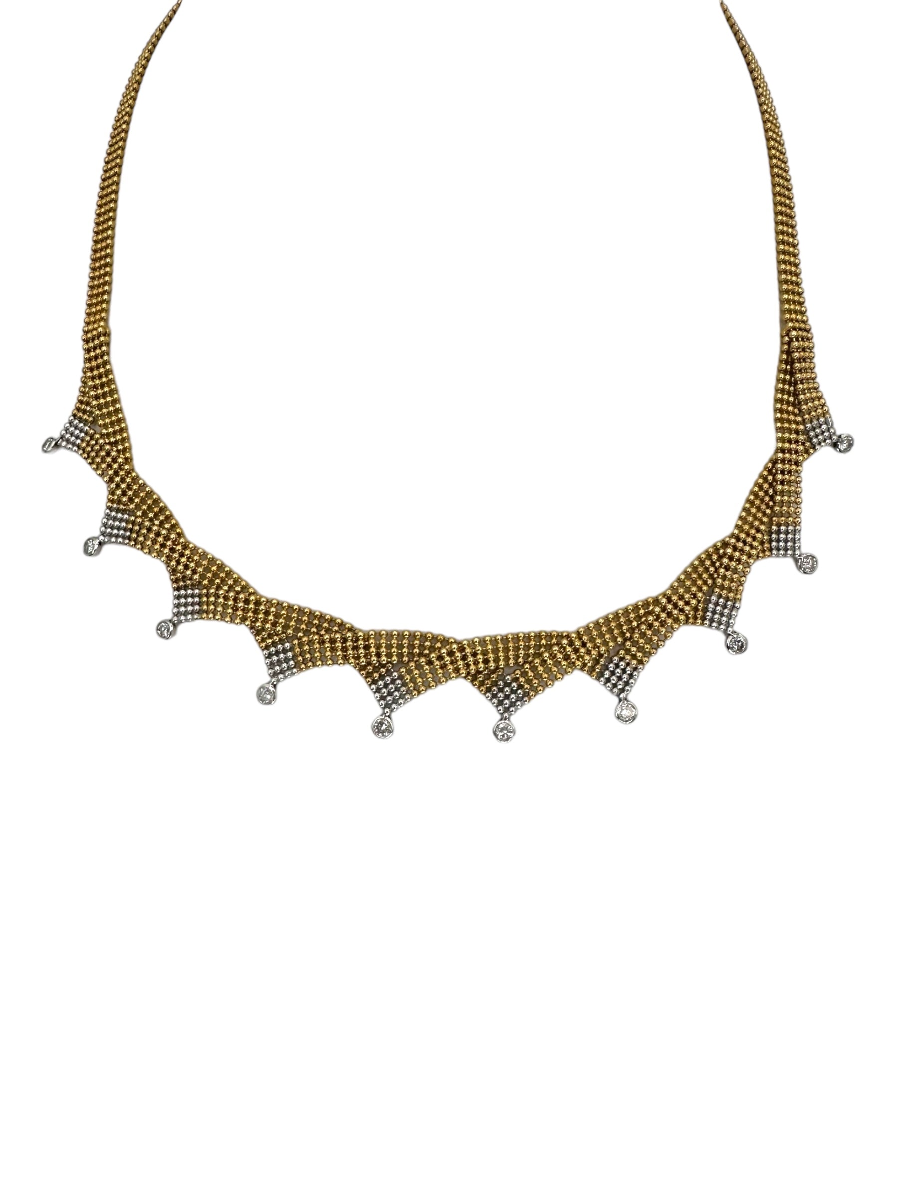 14k Two Tone Diamond Fringe Necklace