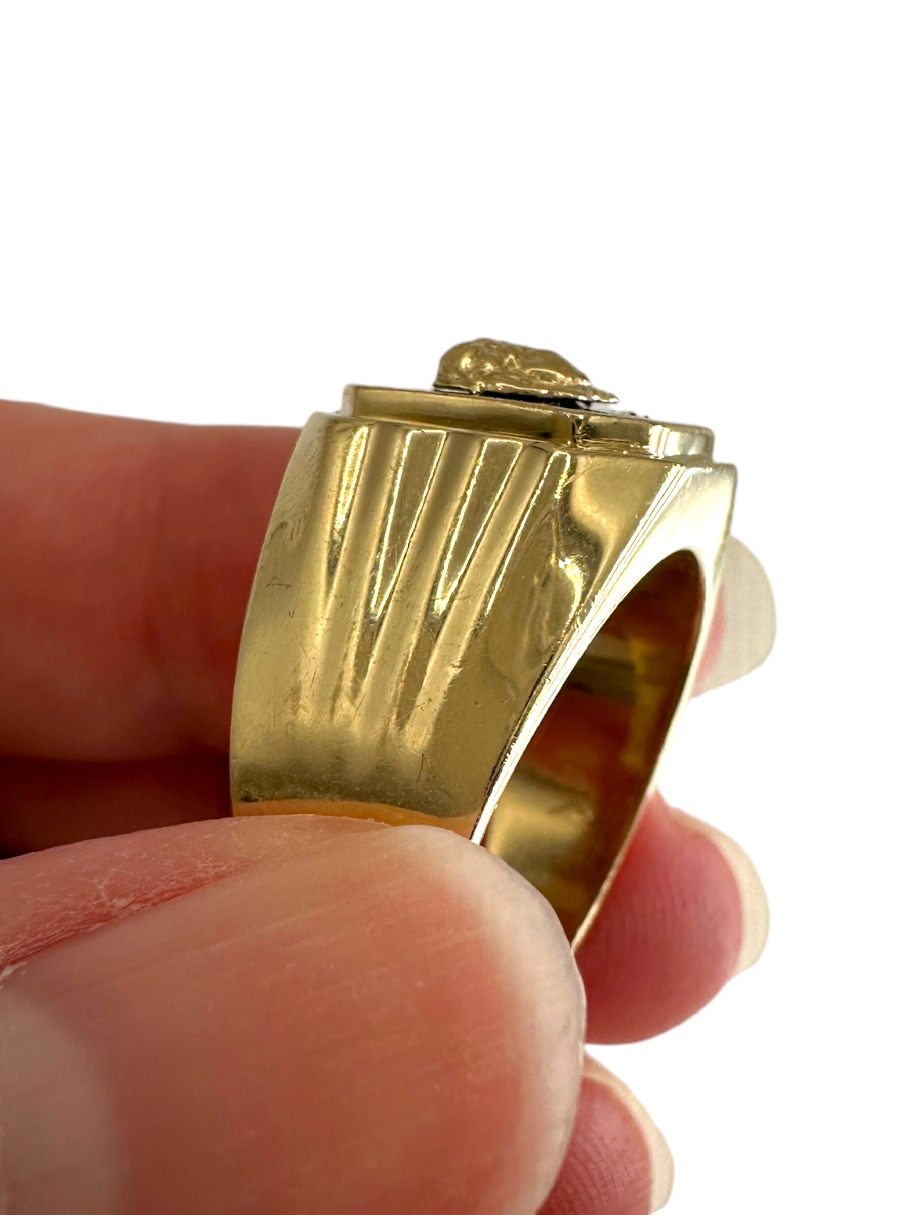 14k Onyx Medusa Head Ring