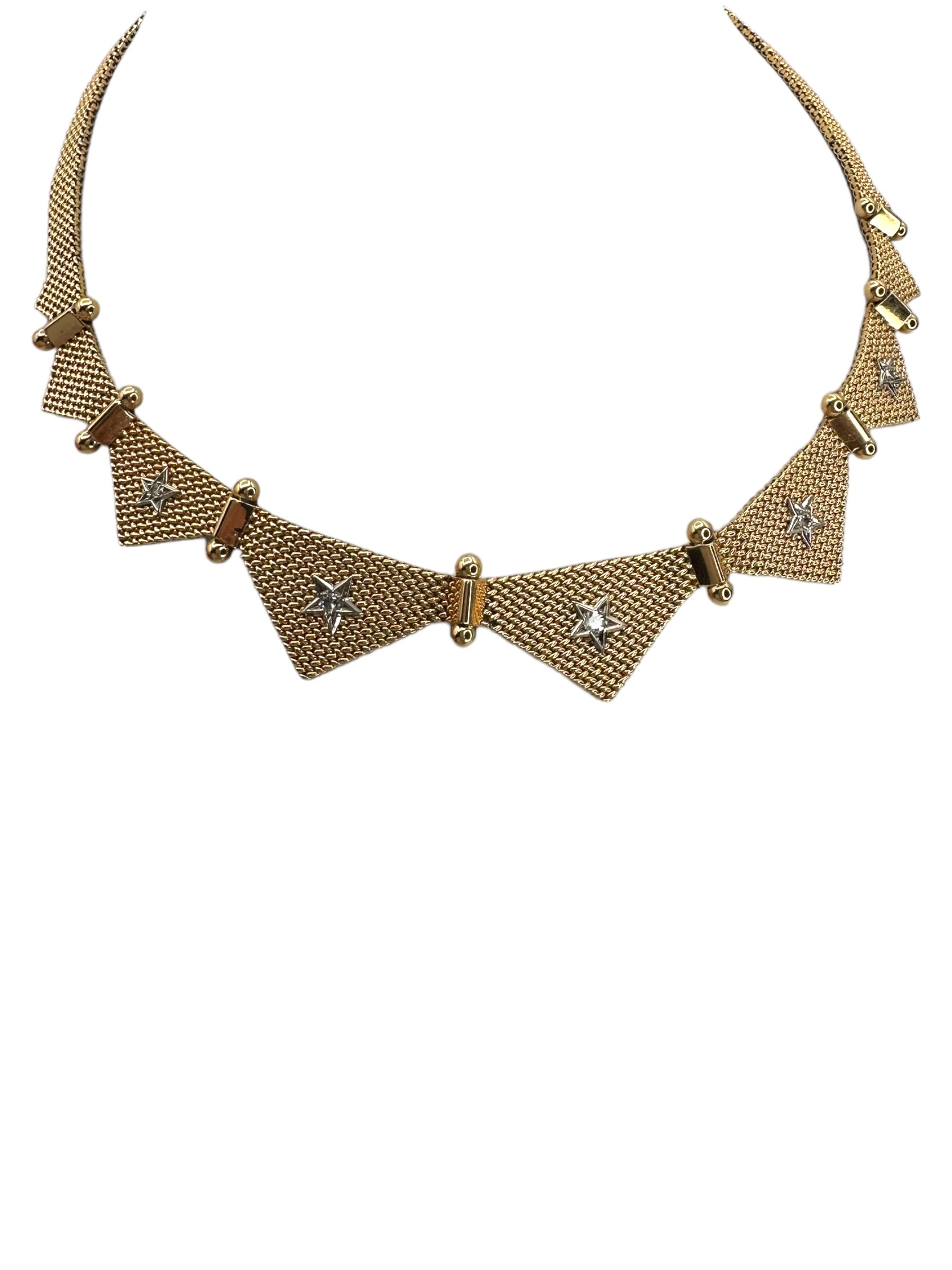 18k Retro Star Diamond Collar Necklace