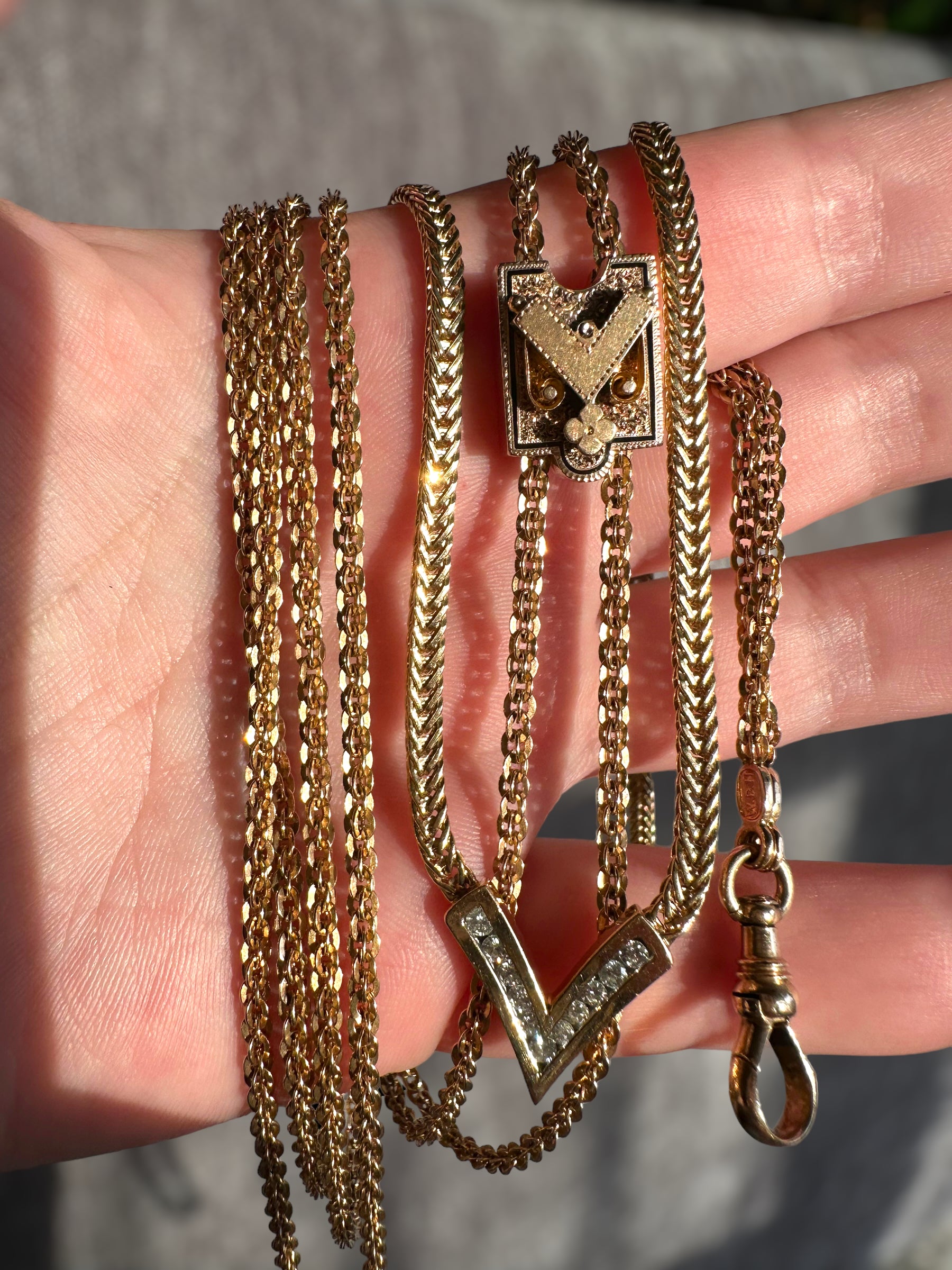 14k Diamond “V” Necklace