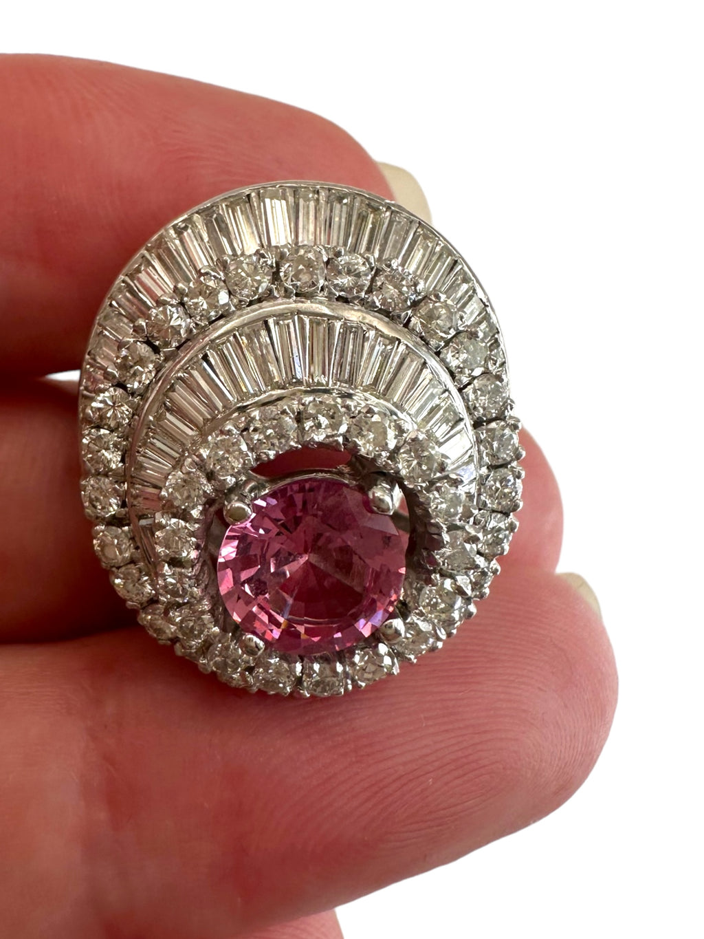 Platinum Sapphire Diamond Cocktail Ring