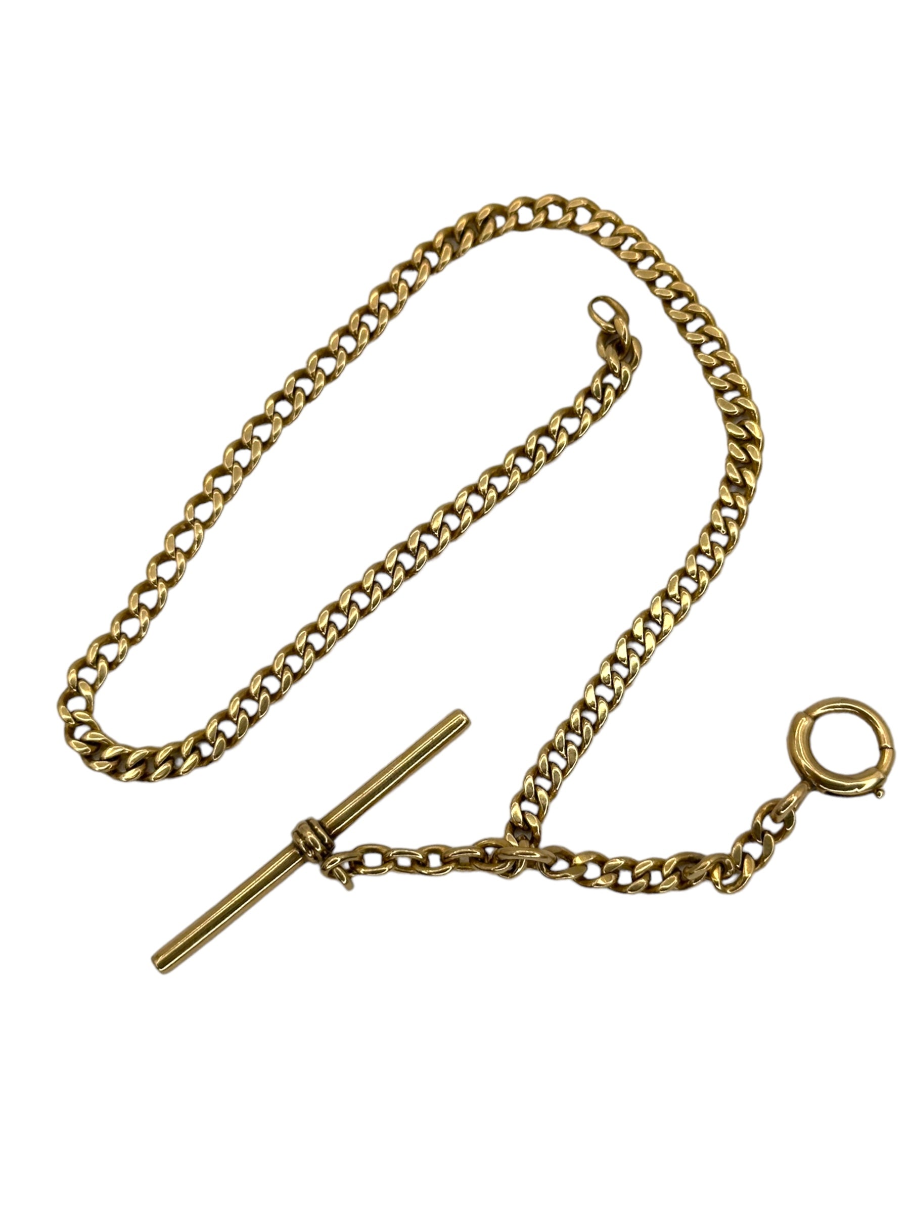 14k Curb T- Bar Watch Chain