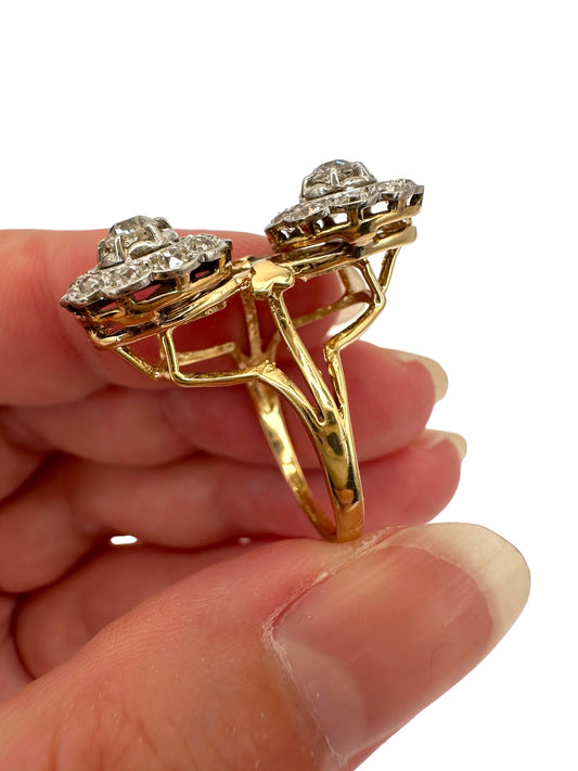 14k Platinum Old Cut Diamond Ring