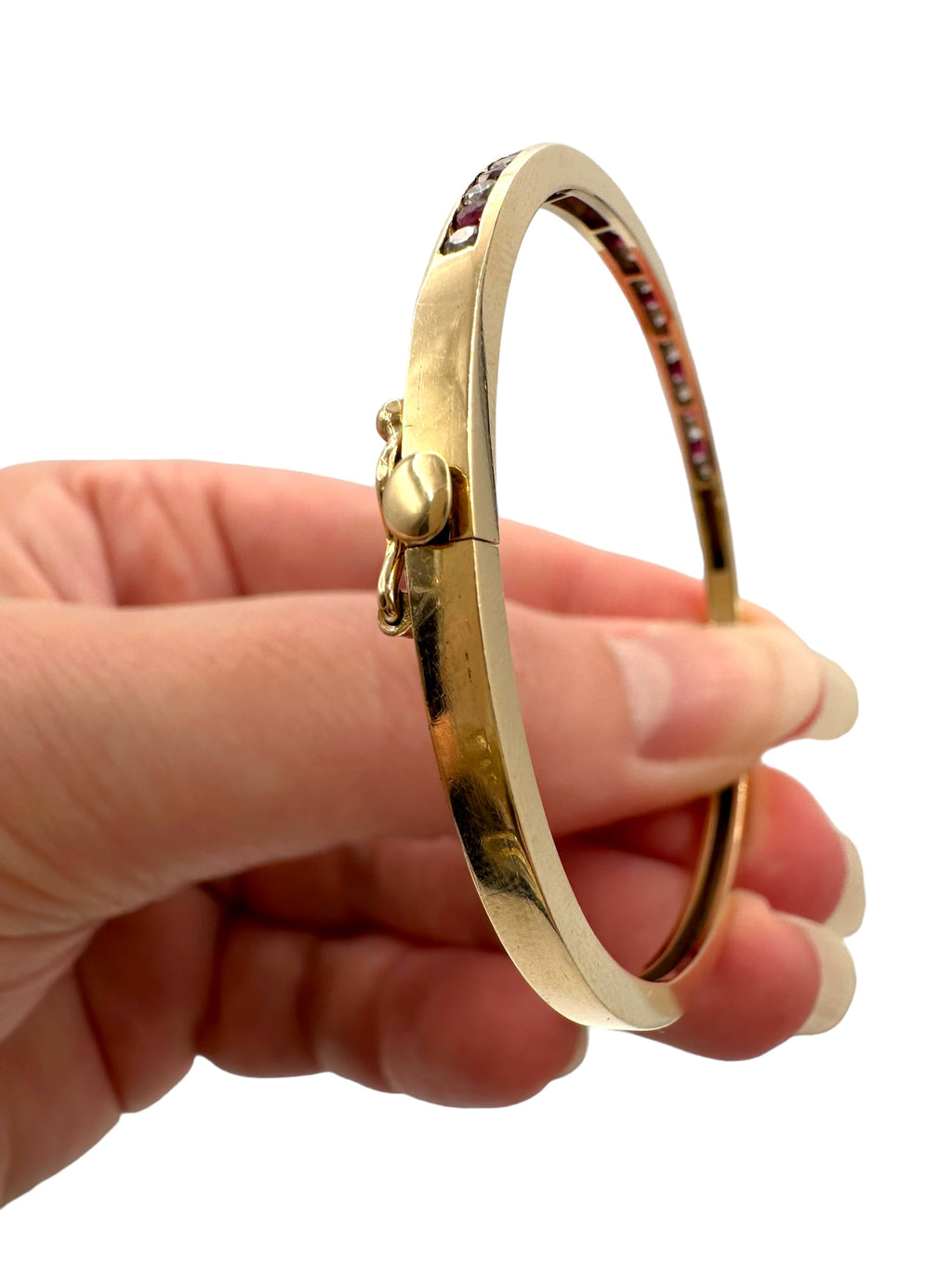 14k Ruby Diamond Bangle Bracelet