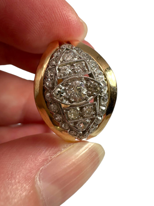 14k Platinum Old Euro Diamond Ring