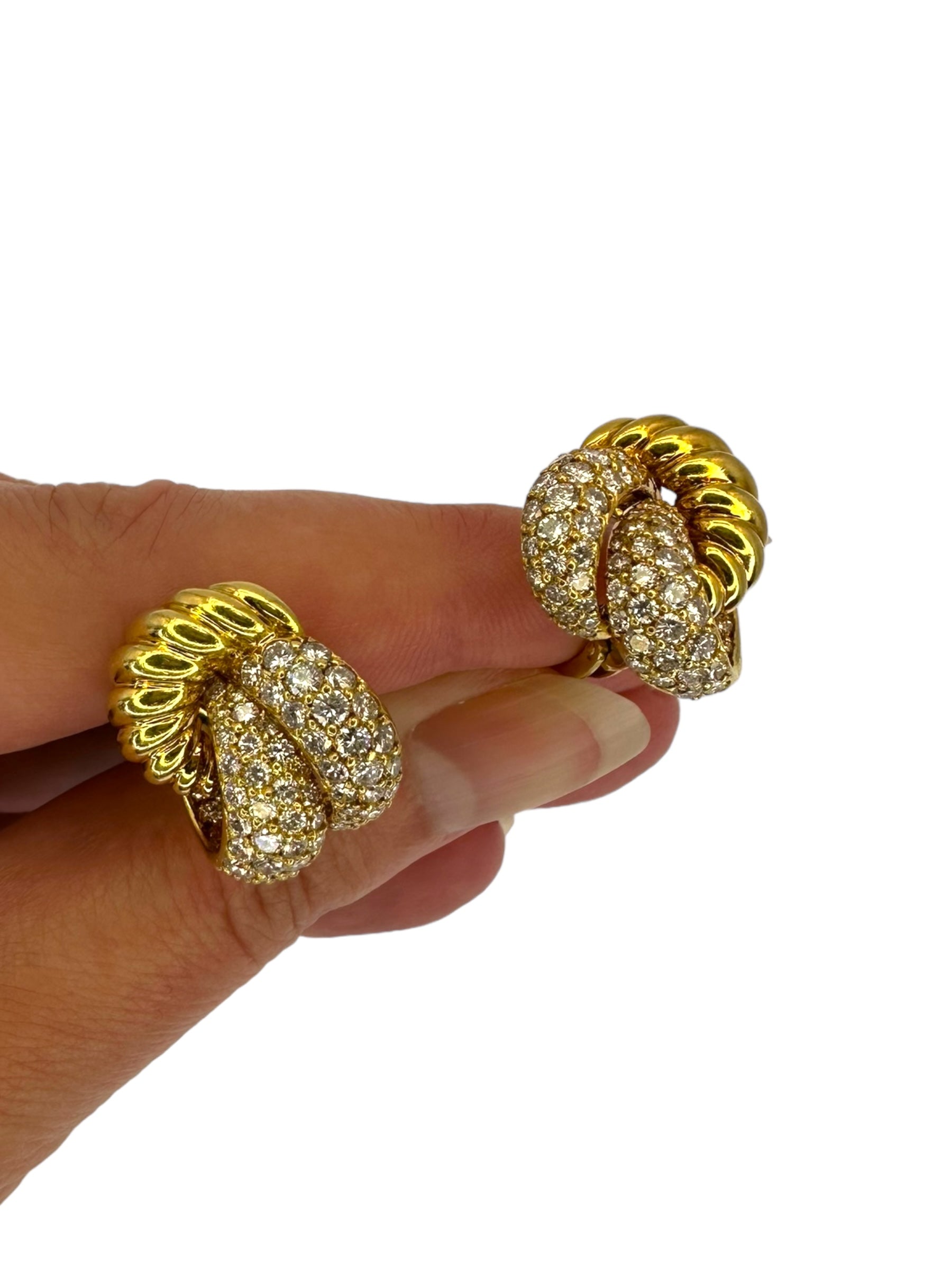 18k Diamond Classic Knot Clip Earrings