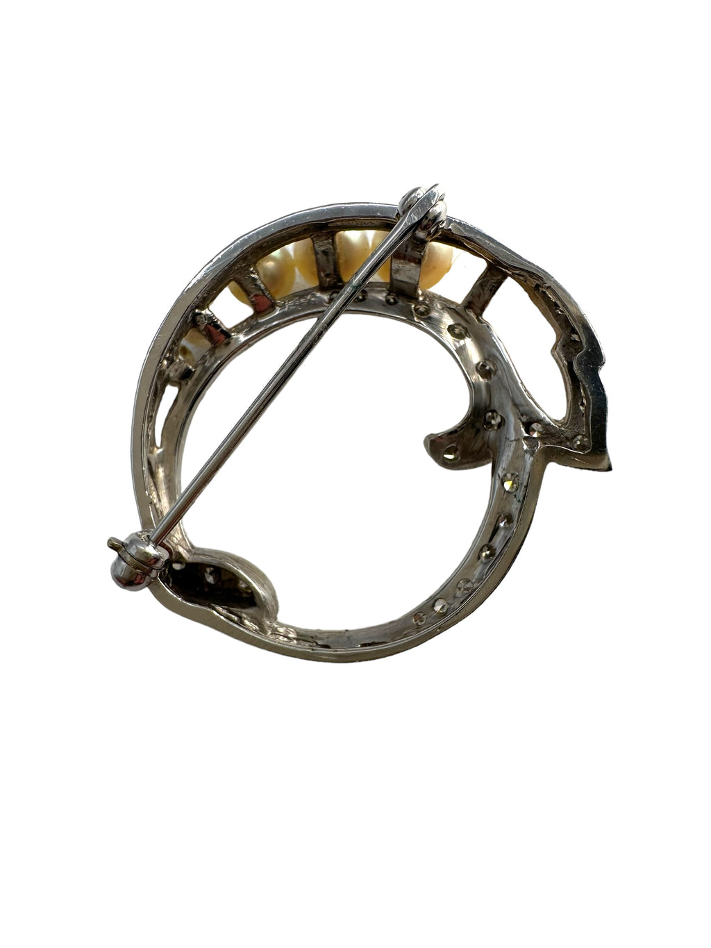 14k Diamond Pearl Wreath Pin