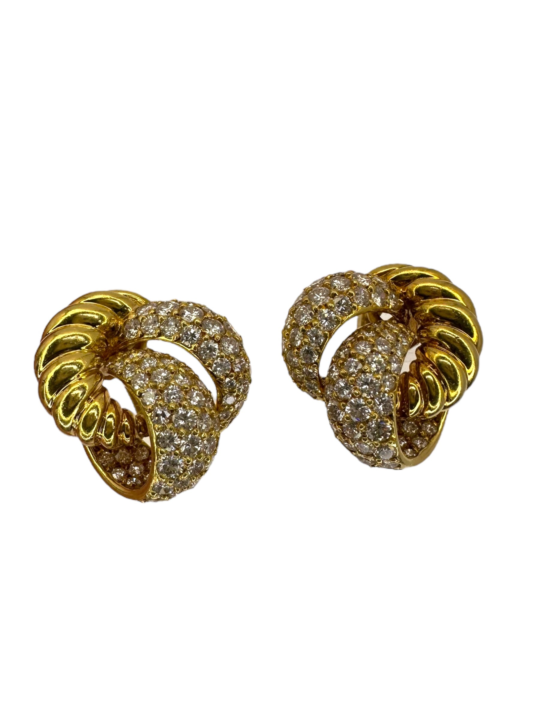 18k Diamond Classic Knot Clip Earrings