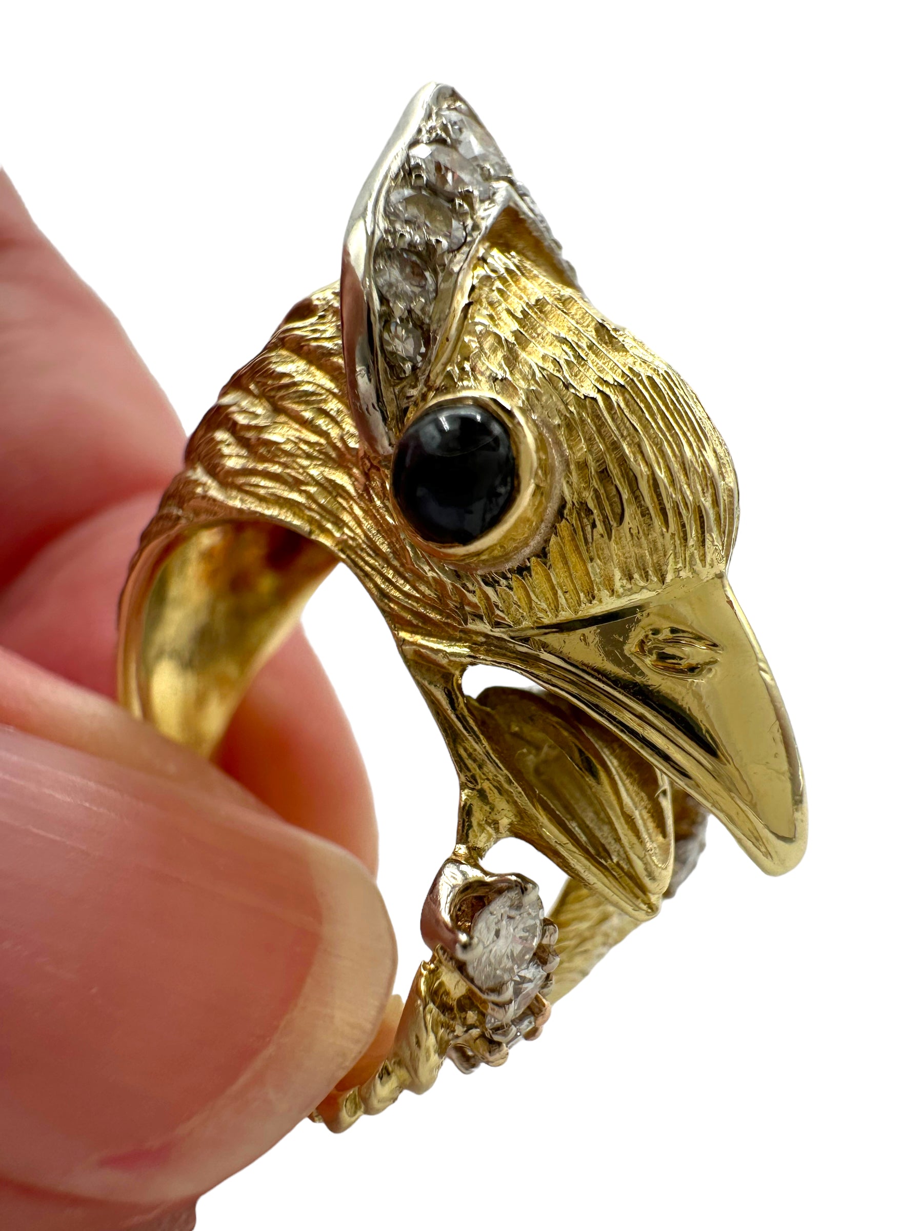 14k Diamond Phoenix Bird Ring