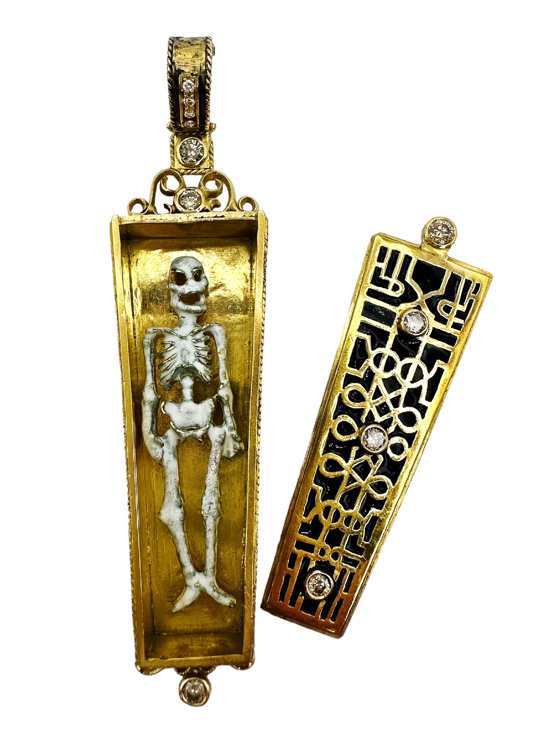 18k Skeleton Coffin Memento Mori Pendant