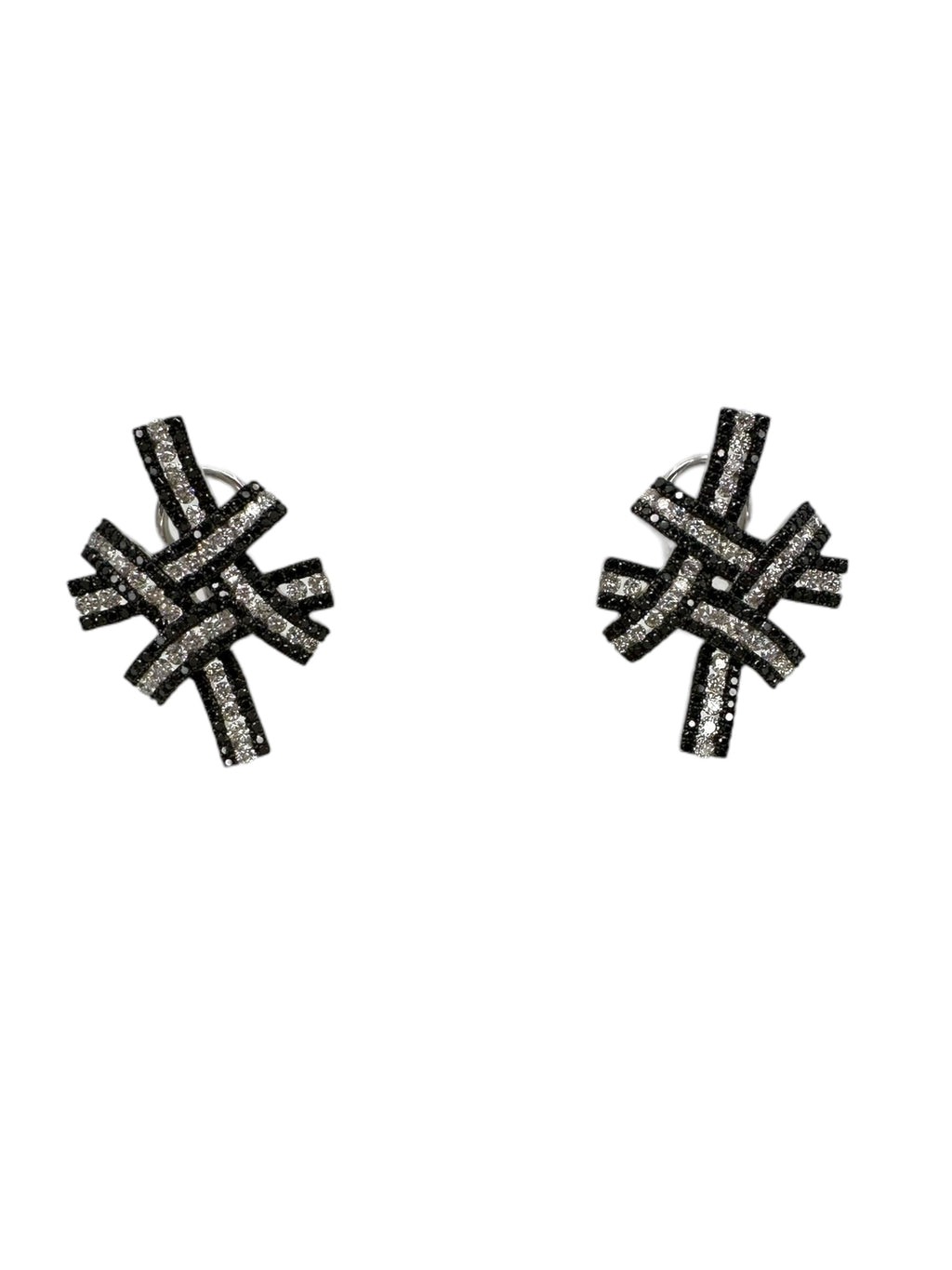 18k Diamond Cross Hatch Earrings