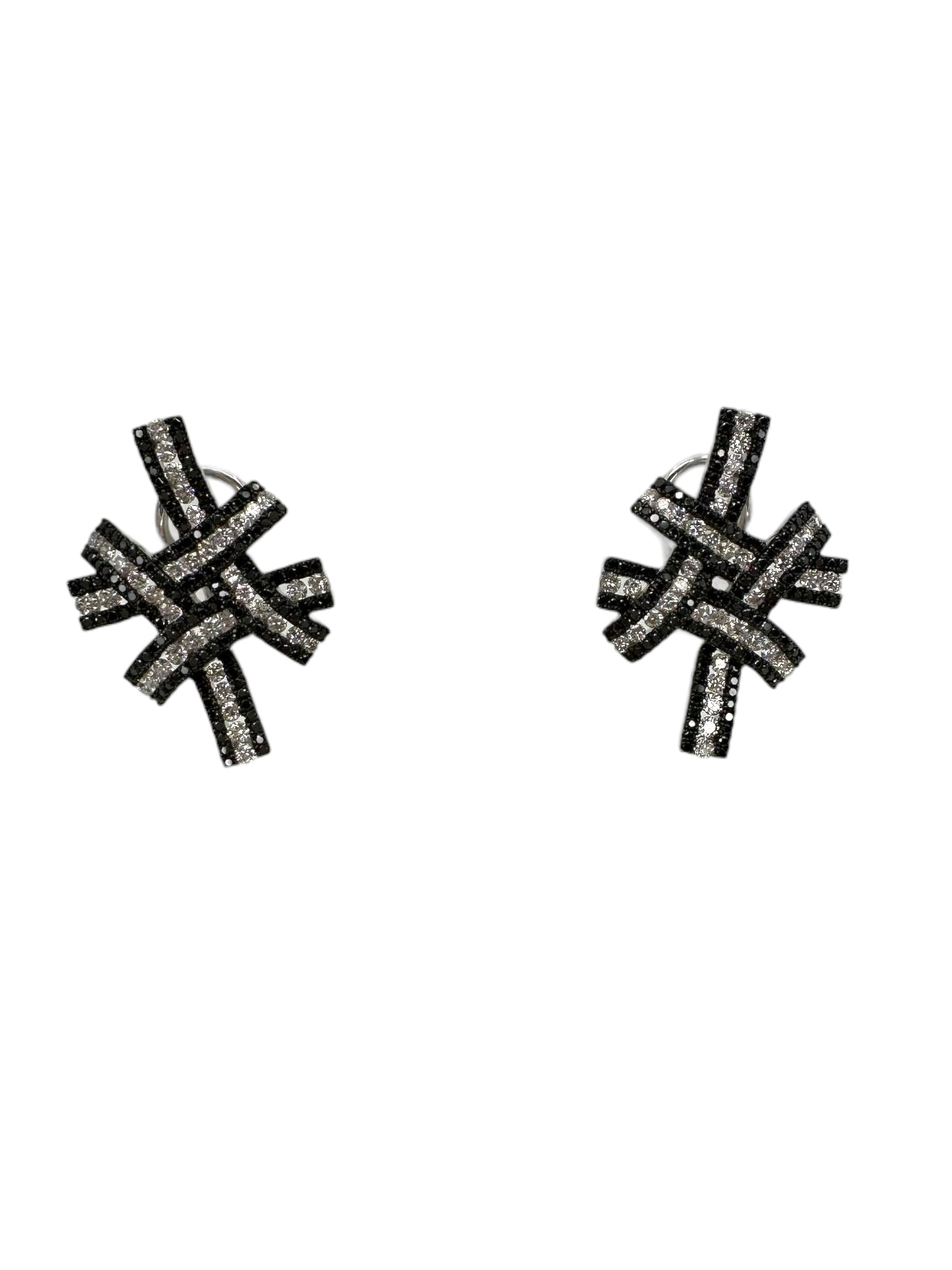18k Diamond Cross Hatch Earrings