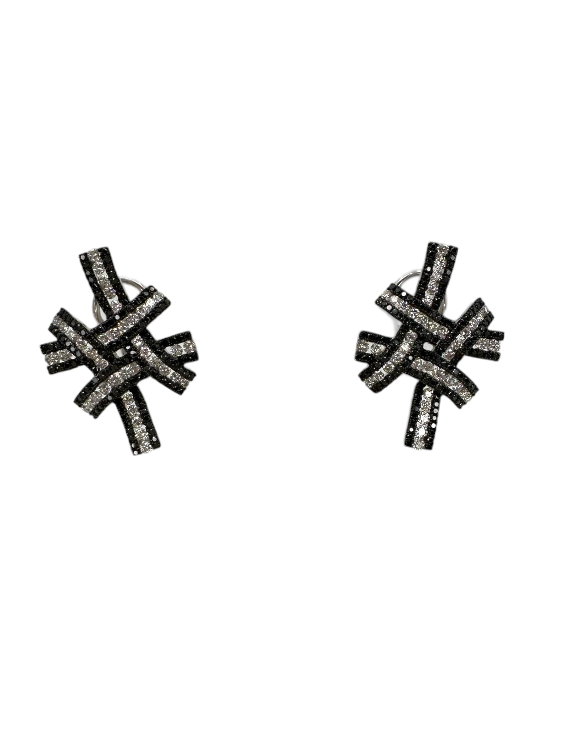 18k Diamond Cross Hatch Earrings