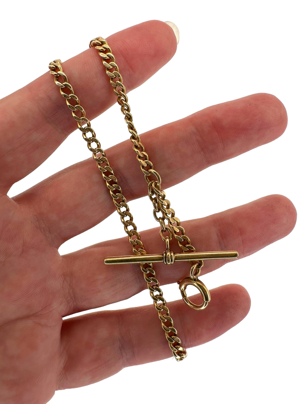 14k Curb T- Bar Watch Chain