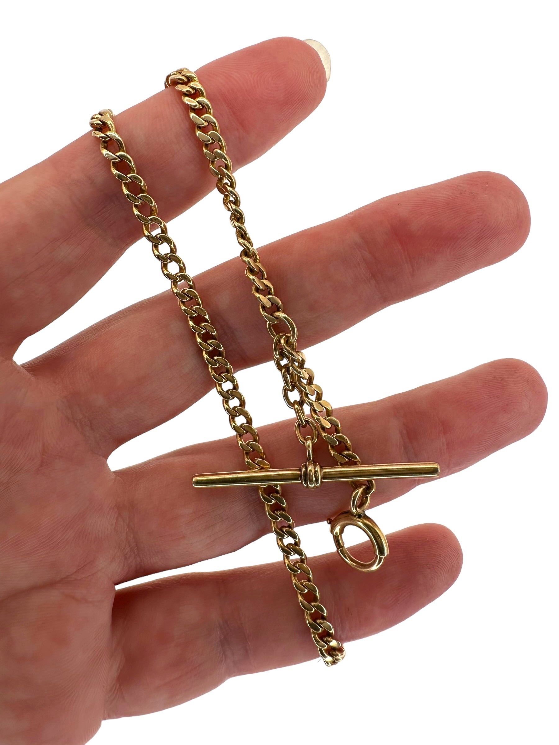 14k Curb T- Bar Watch Chain