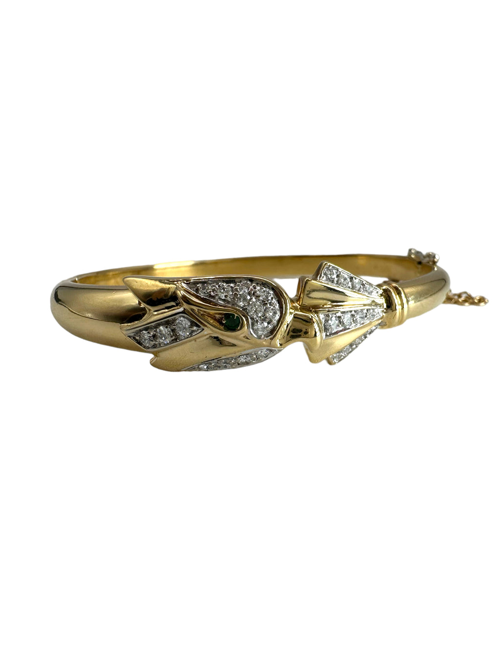18k Phoenix Bird Diamond Bangle Bracelet