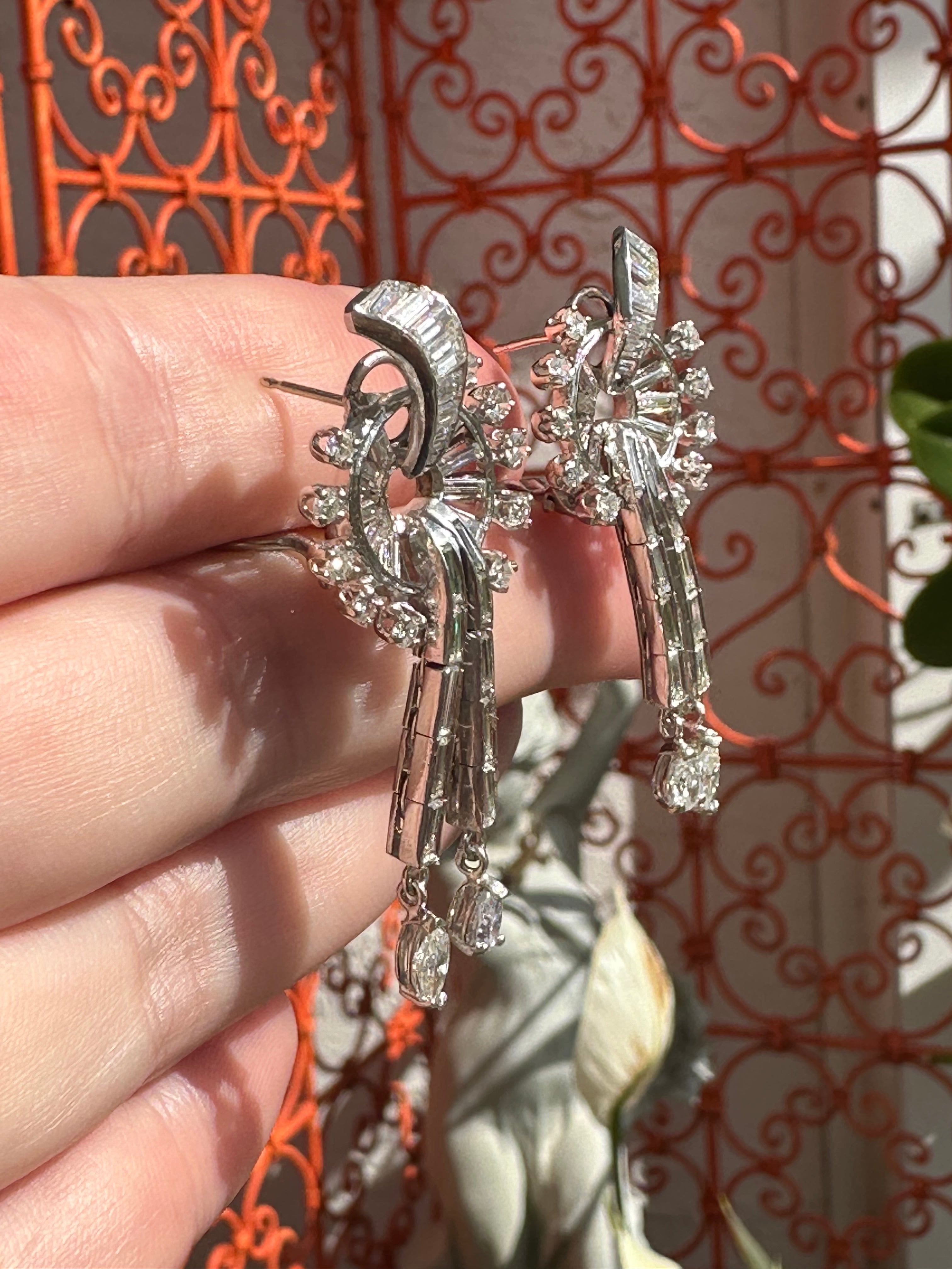 14k Diamond Drop Earrings