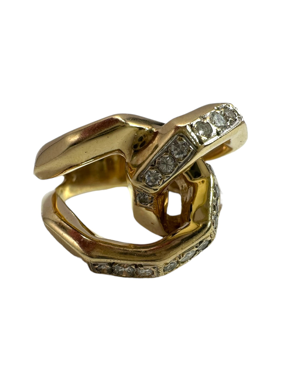 14k Chunky Geometric Diamond Ring